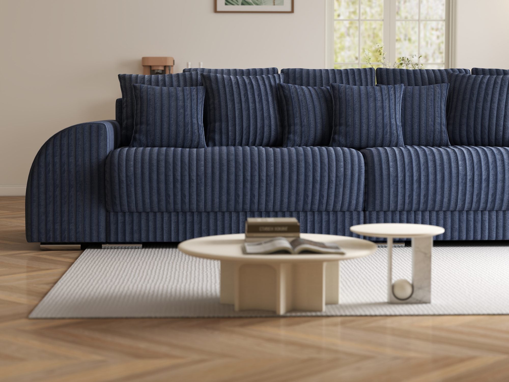 Canapea extensibilă dumonde cu 2 lăzi de depozitare si sezut confortabil din spuma high-density, Verona Tilia Albastru 77 310x100 cm