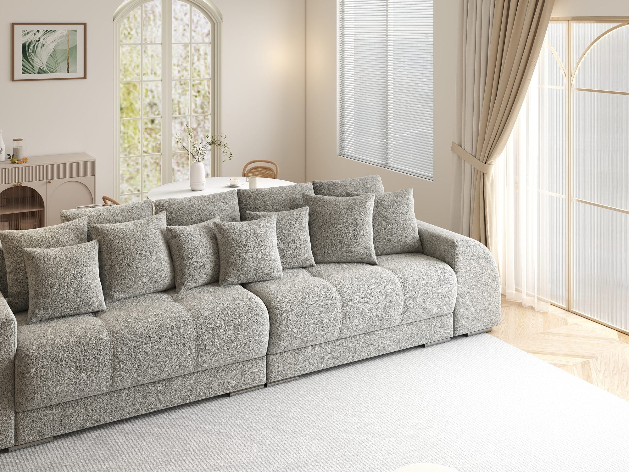 Canapea extensibilă dumonde cu 2 lăzi de depozitare si sezut confortabil din spuma high-density, Verona Arena Gri 15 310x100 cm