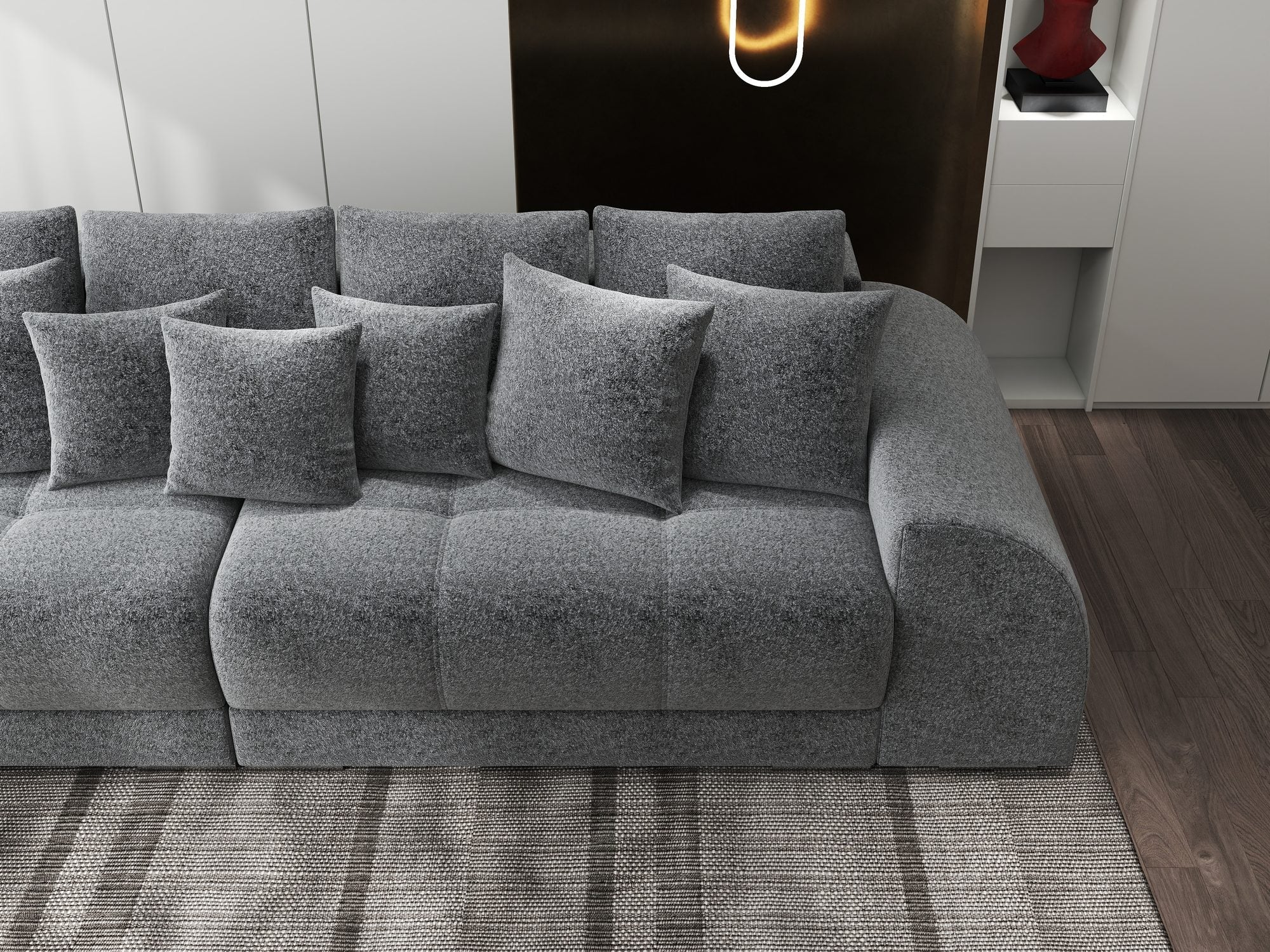 Canapea extensibilă dumonde cu 2 lăzi de depozitare si sezut confortabil din spuma high-density, Verona Monte Gri 90 310x100 cm