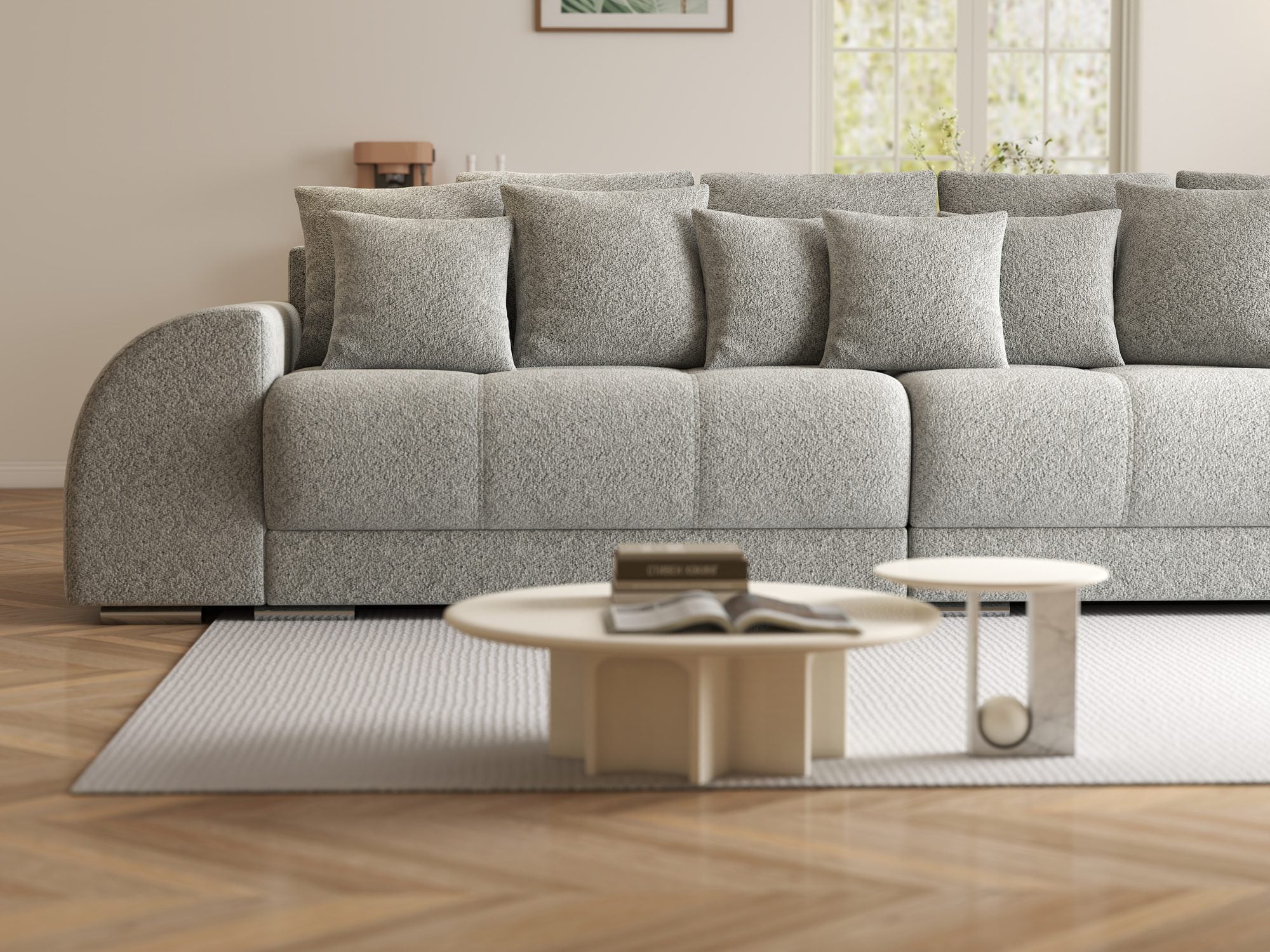 Canapea extensibilă dumonde cu 2 lăzi de depozitare si sezut confortabil din spuma high-density, Verona Arena Gri 15 310x100 cm