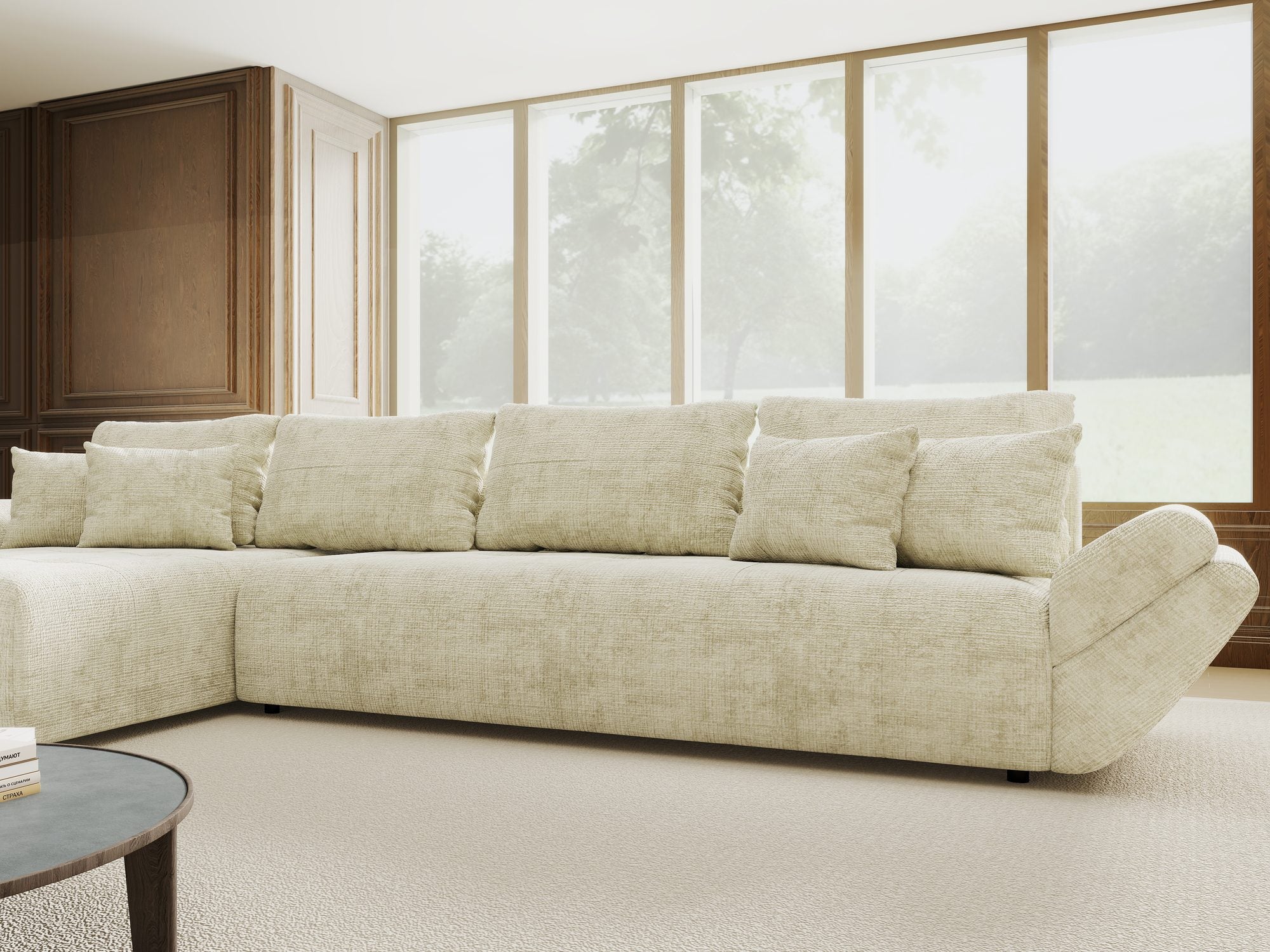 Colțar extensibil dumonde cu ladă de depozitare si sezut confortabil din spuma high-density, Berlin XL Cremona Alb 1 350x185 cm
