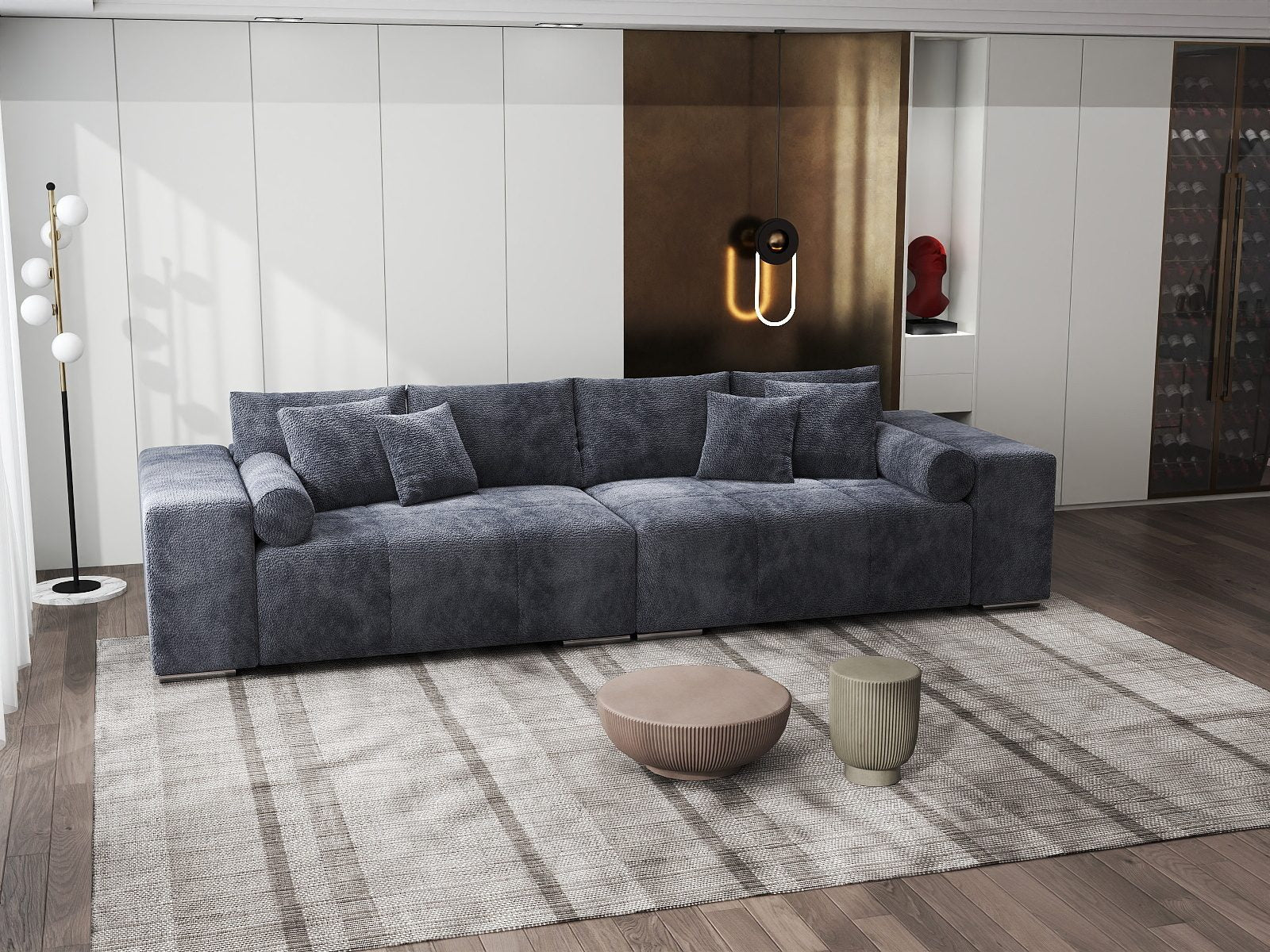 Canapea extensibilă dumonde cu ladă de depozitare si sezut confortabil din spuma high-density, Marbela XXL Vibe Gri Antracit 97 290x100 cm