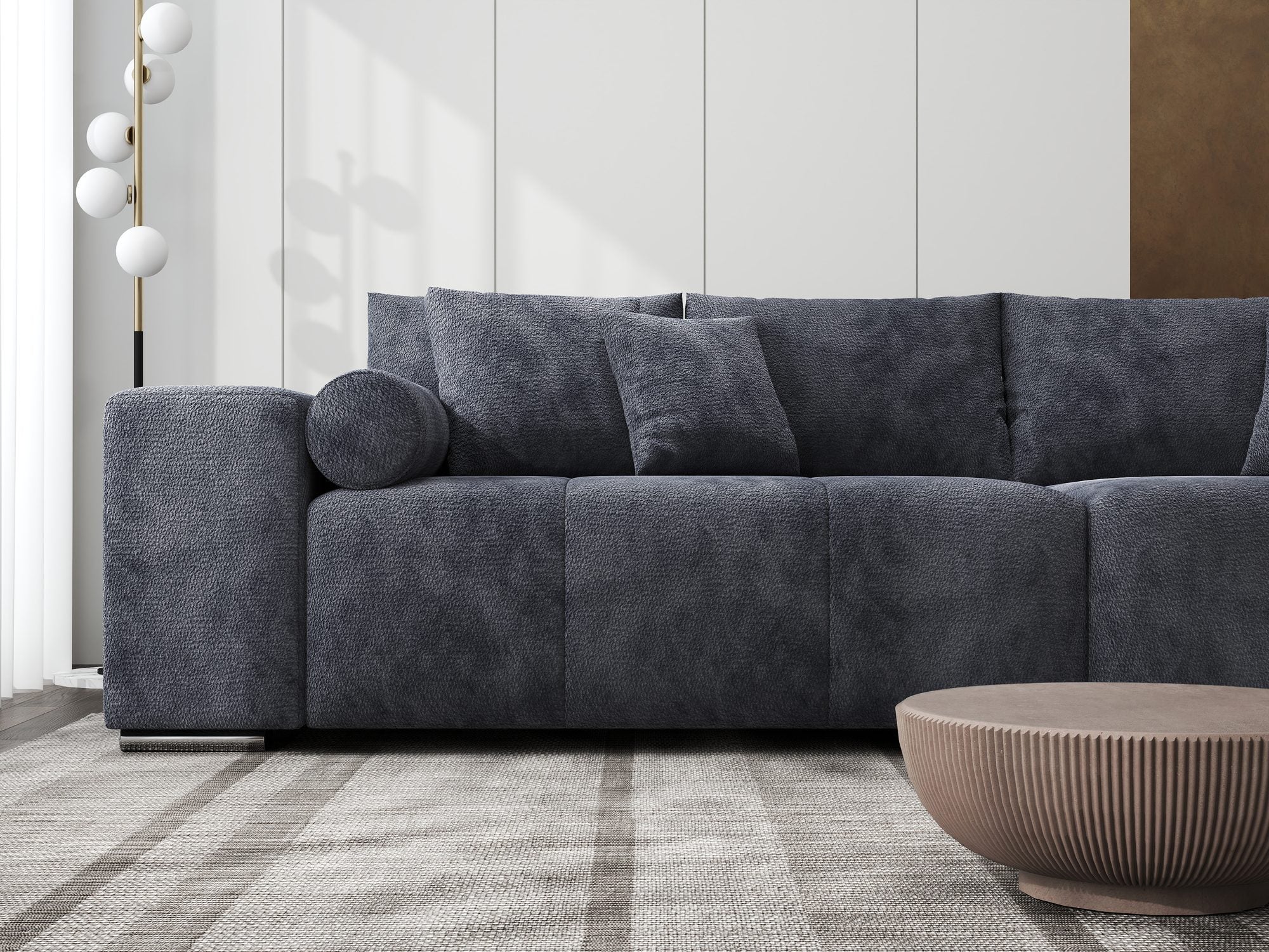 Canapea extensibilă dumonde cu ladă de depozitare si sezut confortabil din spuma high-density, Marbela XXL Vibe Gri Antracit 97 290x100 cm