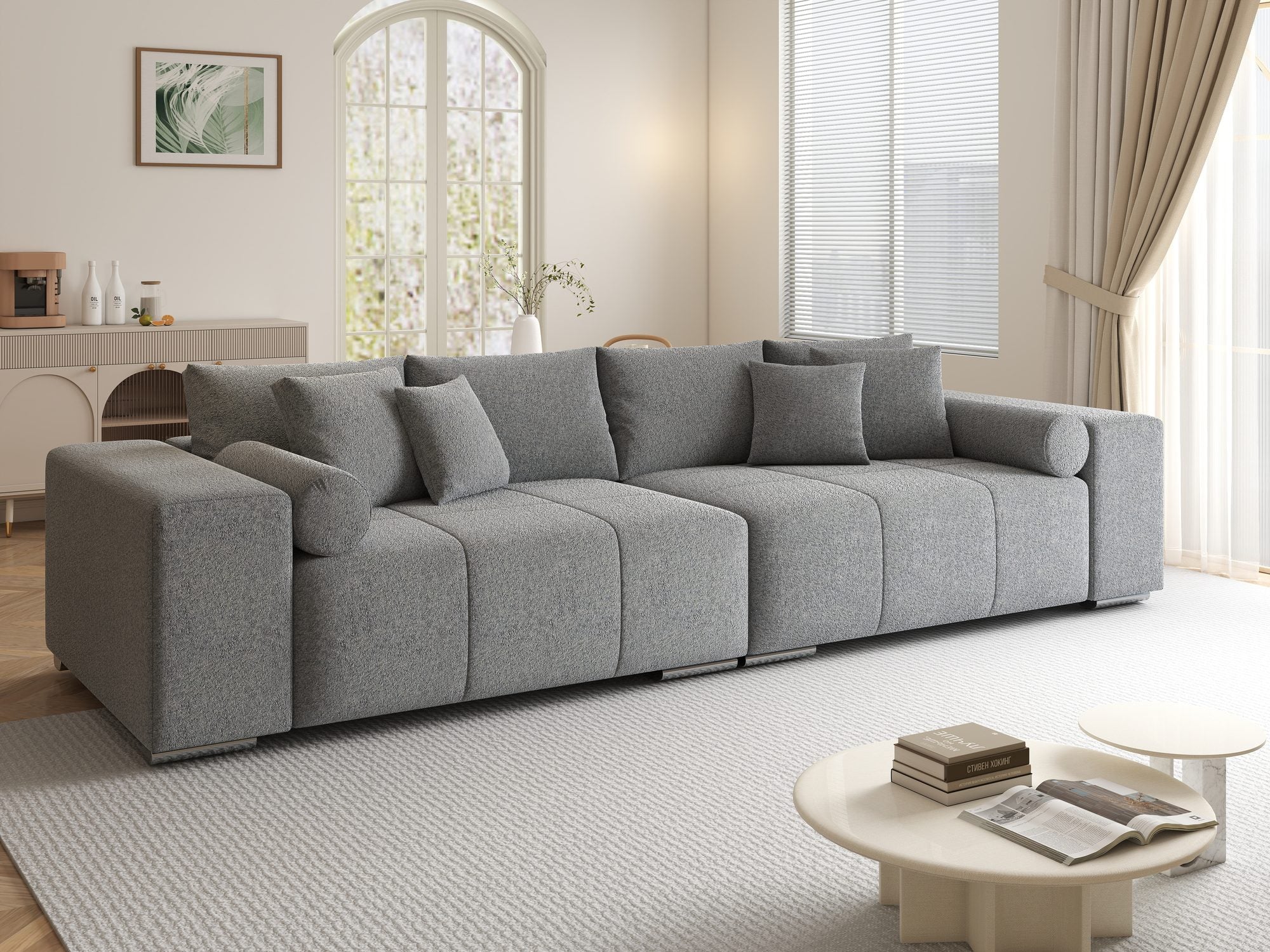 Canapea extensibilă dumonde cu ladă de depozitare si sezut confortabil din spuma high-density, Marbela XXL Monte Gri 84 290x100 cm