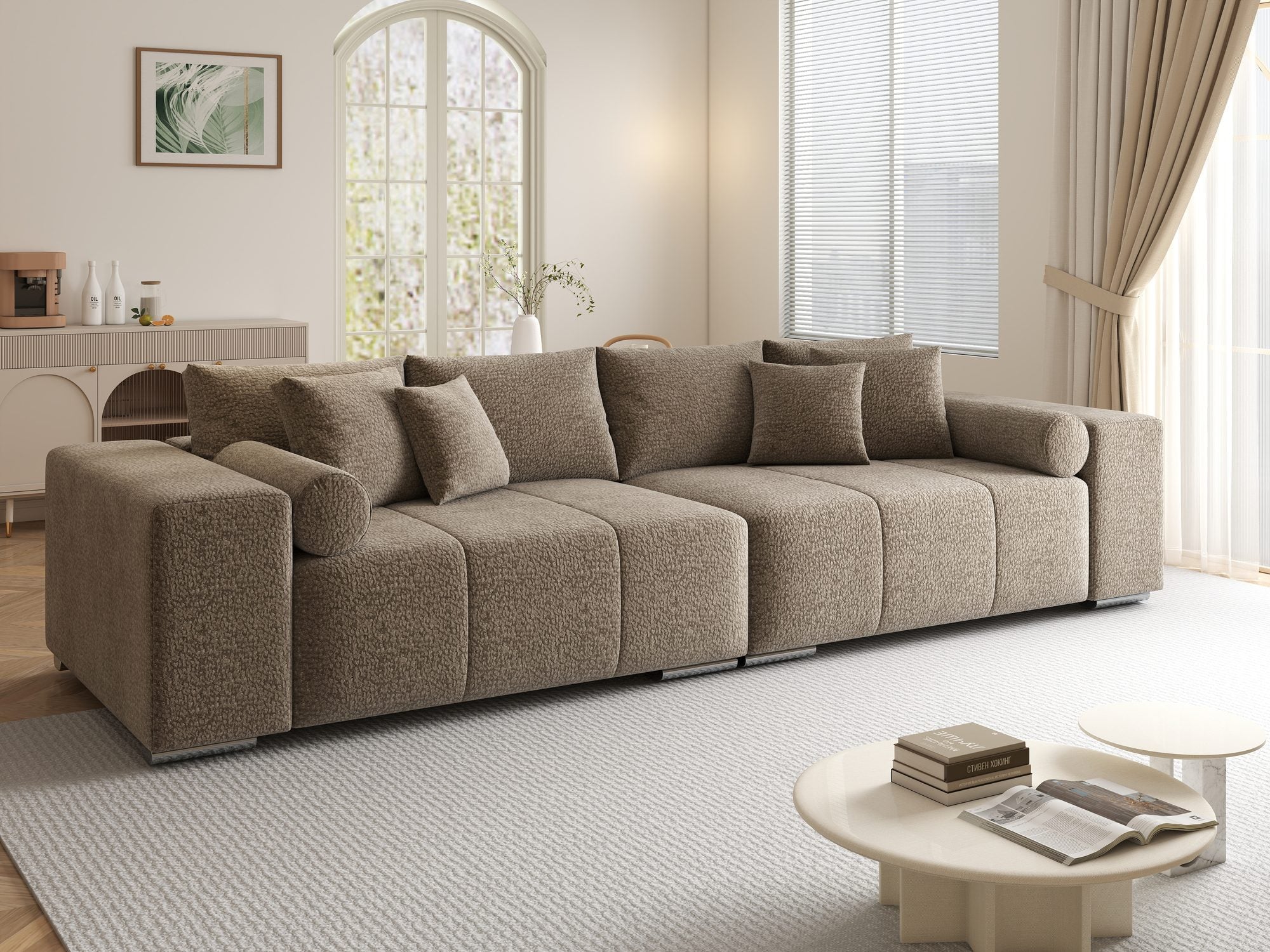 Canapea extensibilă dumonde cu ladă de depozitare si sezut confortabil din spuma high-density, Marbela XXL Jaguar Maro Cappuccino 8 290x100 cm