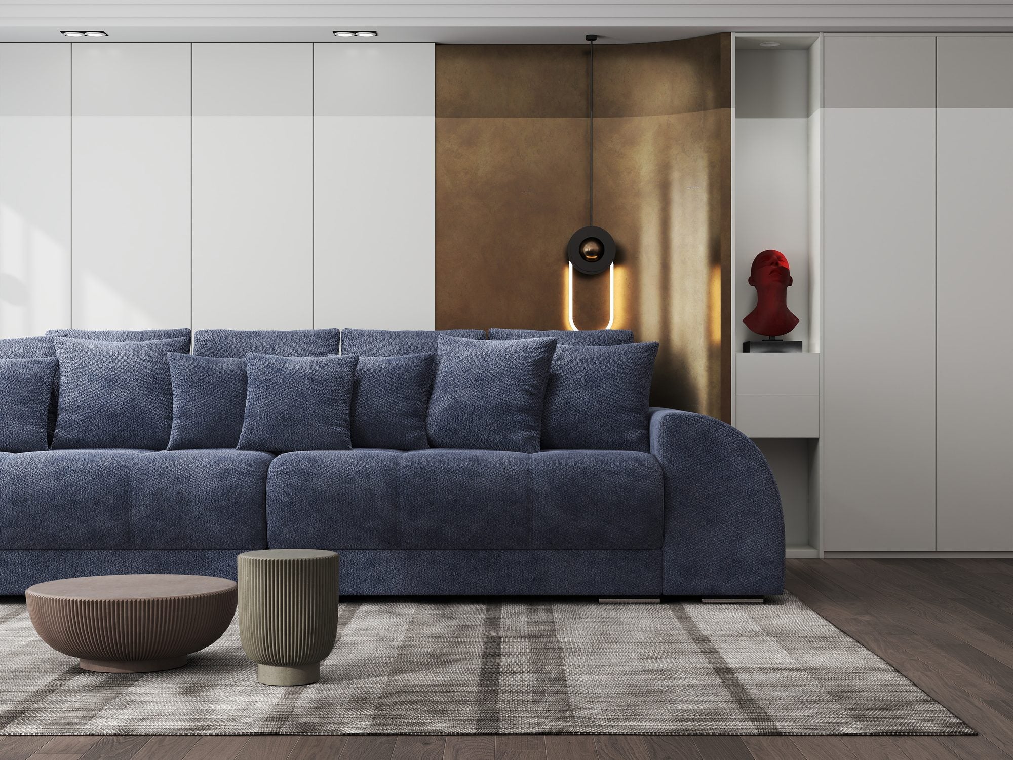 Canapea extensibilă dumonde cu 2 lăzi de depozitare si sezut confortabil din spuma high-density, Verona Vibe Albastru 79 310x100 cm