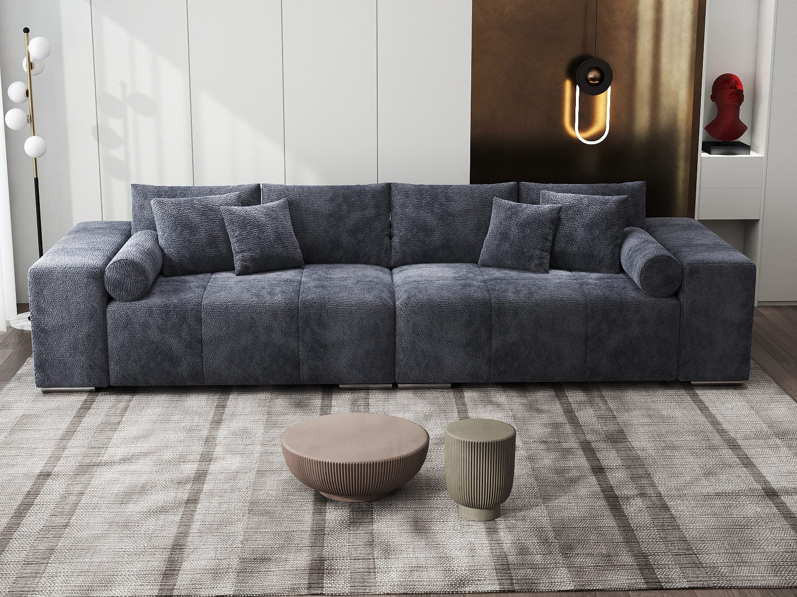 Canapea extensibilă dumonde cu ladă de depozitare si sezut confortabil din spuma high-density, Marbela XXL Vibe Gri Antracit 97 290x100 cm