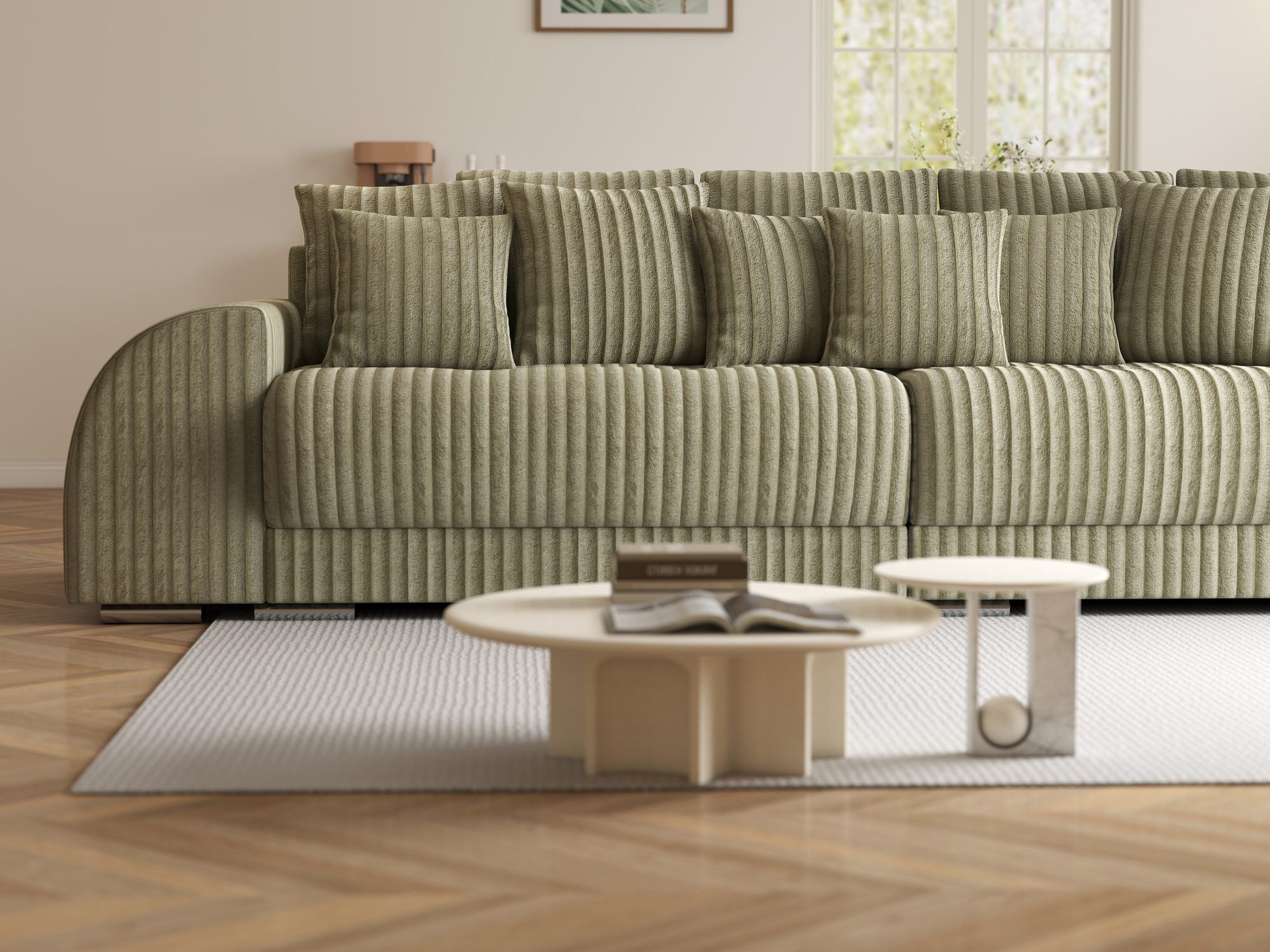 Canapea extensibilă dumonde cu 2 lăzi de depozitare si sezut confortabil din spuma high-density, Verona Tilia Verde Olive 37 310x100 cm