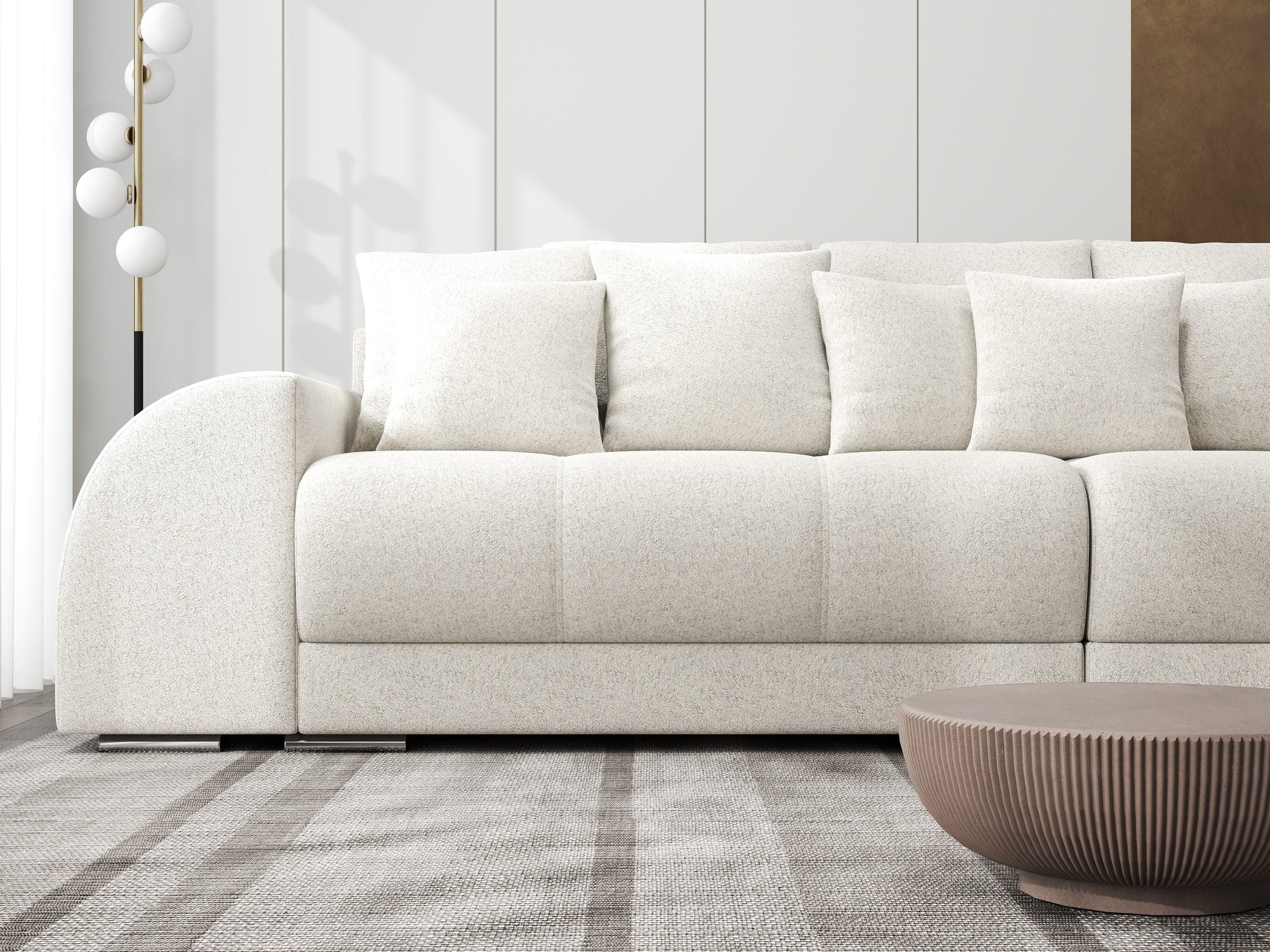 Canapea extensibilă dumonde cu 2 lăzi de depozitare si sezut confortabil din spuma high-density, Verona Monte Bej 03 310x100 cm