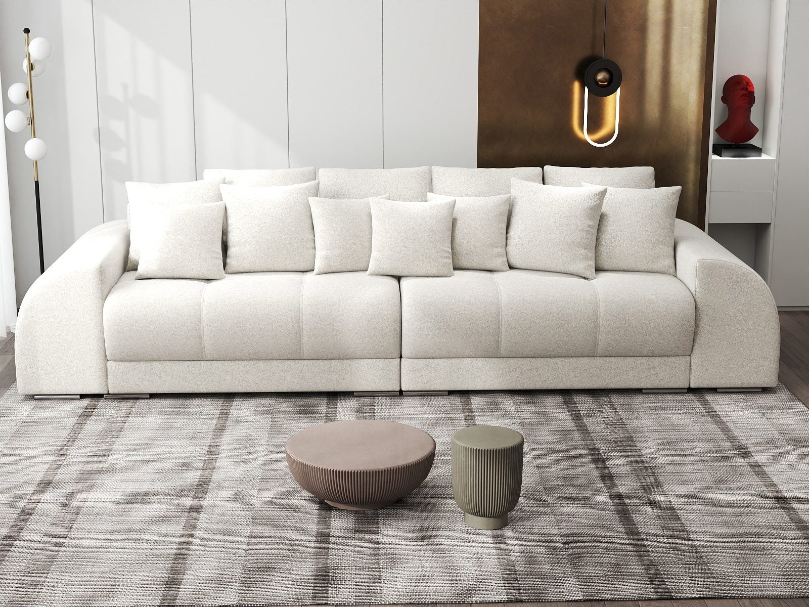 Canapea extensibilă dumonde cu 2 lăzi de depozitare si sezut confortabil din spuma high-density, Verona Monte Bej 03 310x100 cm