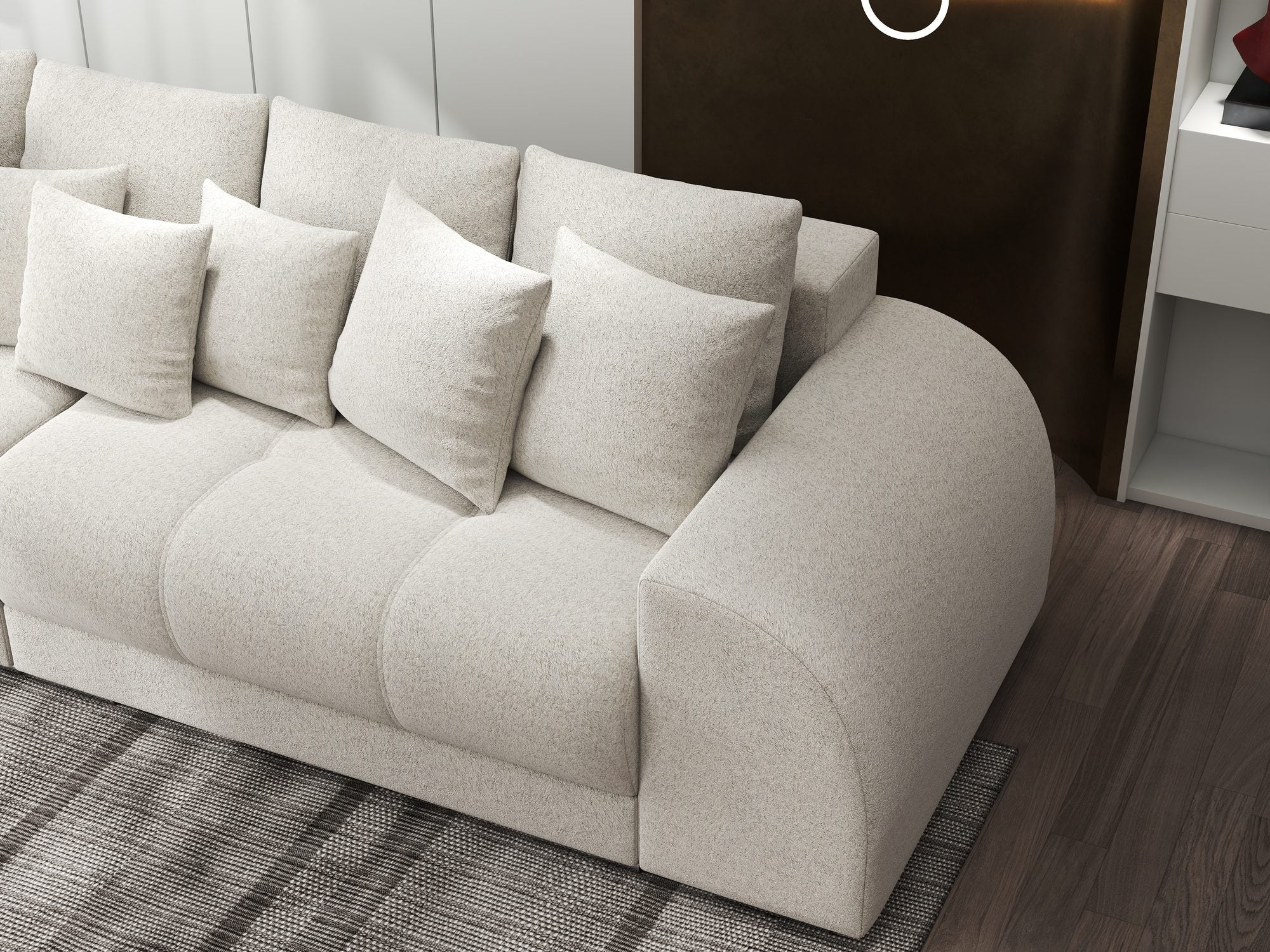 Canapea extensibilă dumonde cu 2 lăzi de depozitare si sezut confortabil din spuma high-density, Verona Monte Bej 03 310x100 cm