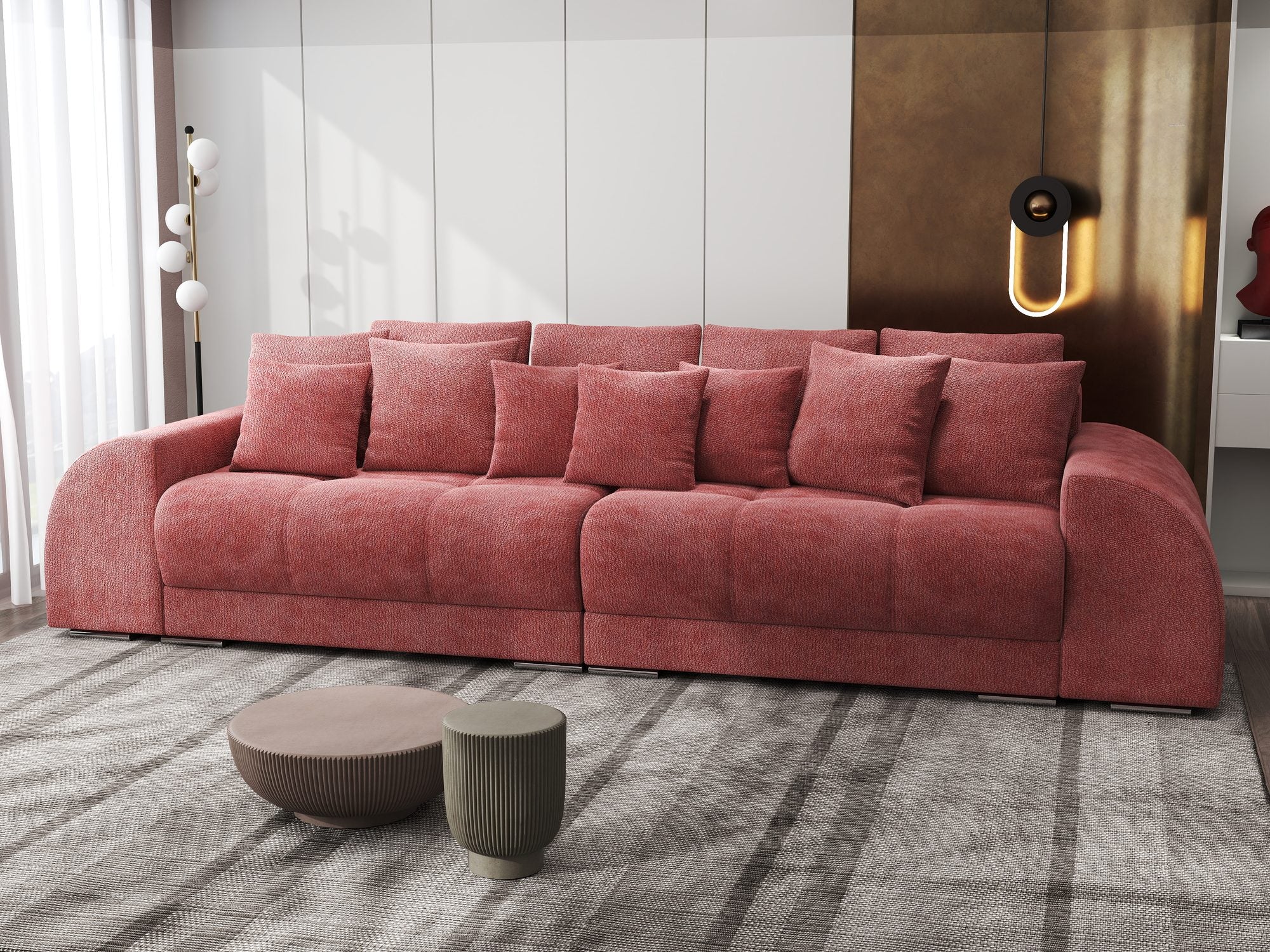 Canapea extensibilă dumonde cu 2 lăzi de depozitare si sezut confortabil din spuma high-density, Verona Vibe Rosu 58 310x100 cm