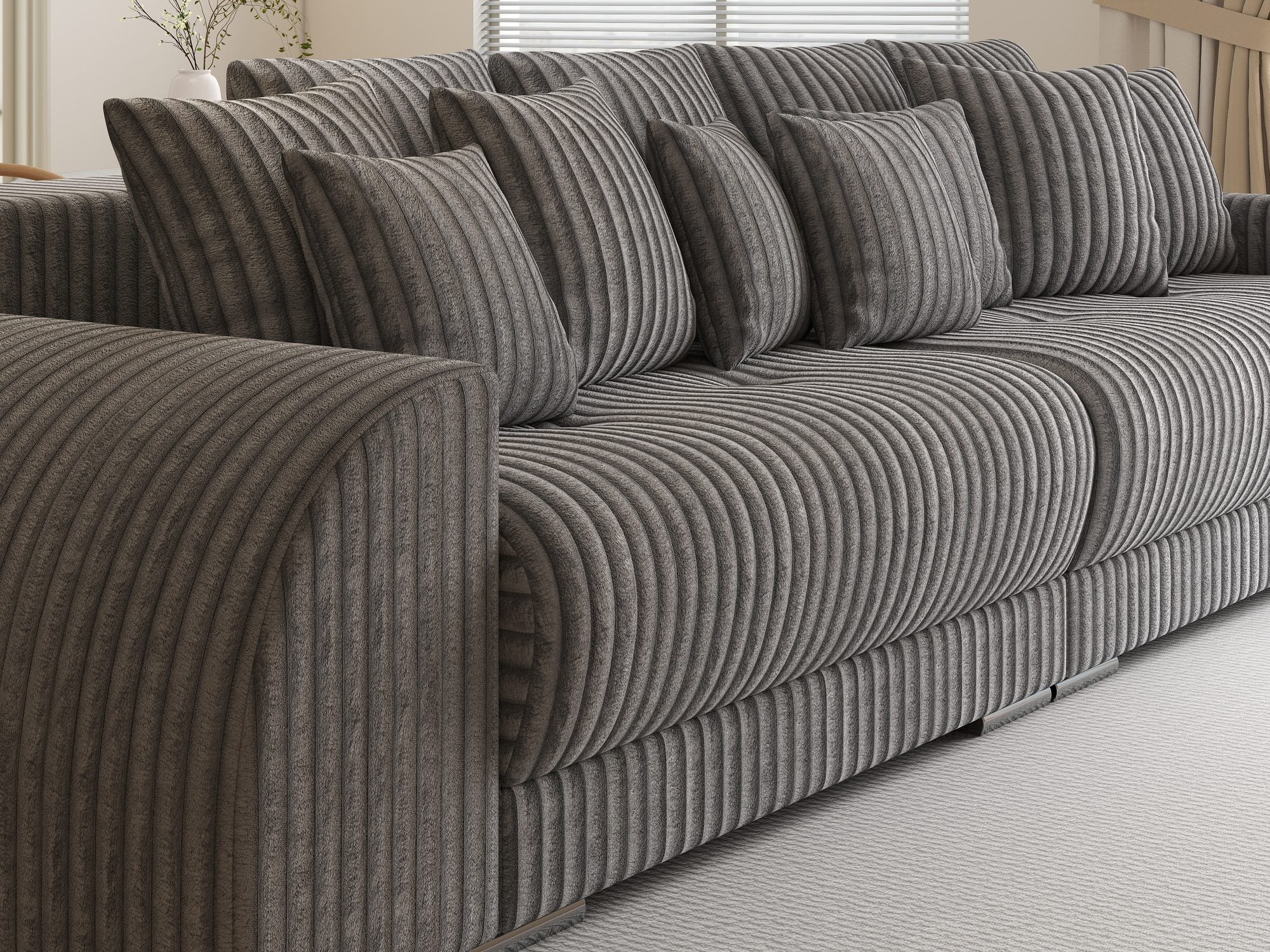 Canapea extensibilă dumonde cu 2 lăzi de depozitare si sezut confortabil din spuma high-density, Verona Tilia Gri 90 310x100 cm