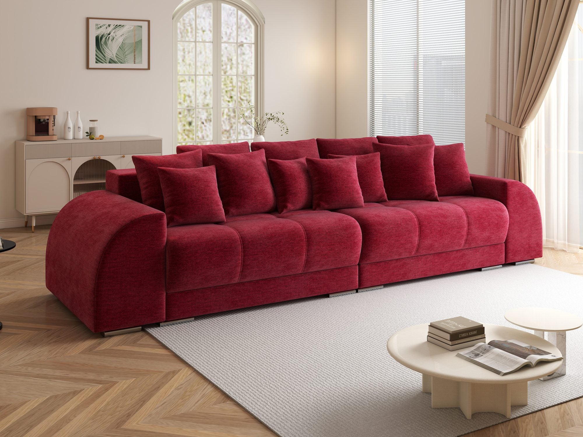 Canapea extensibilă dumonde cu 2 lăzi de depozitare si sezut confortabil din spuma high-density, Verona Monolith Rosu 59 310x100 cm
