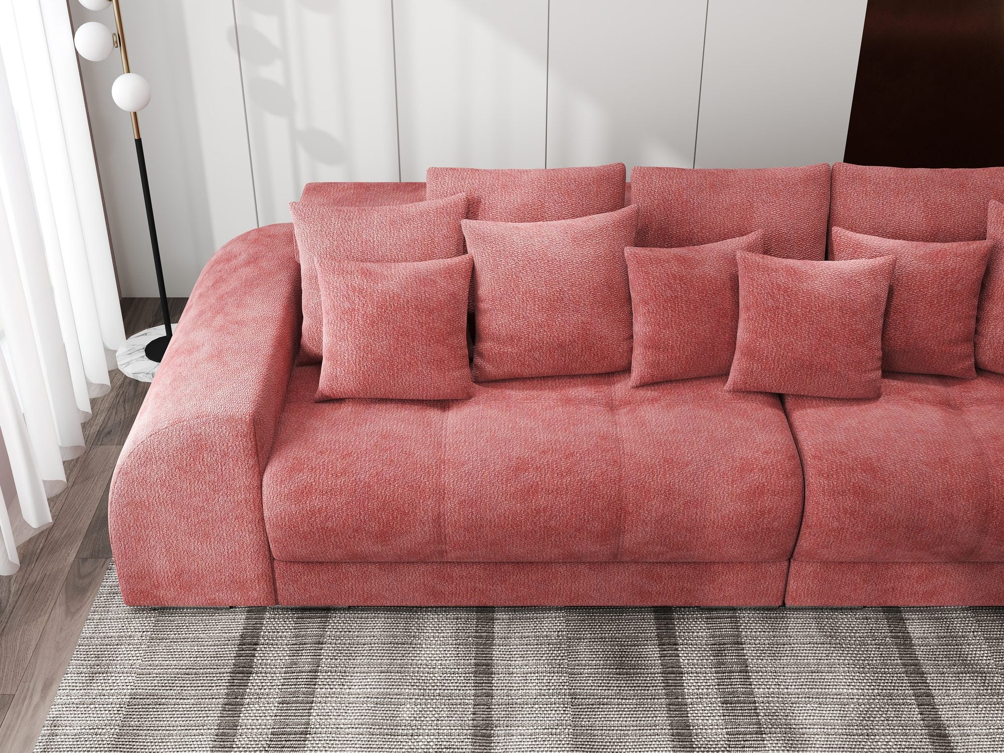 Canapea extensibilă dumonde cu 2 lăzi de depozitare si sezut confortabil din spuma high-density, Verona Vibe Rosu 58 310x100 cm