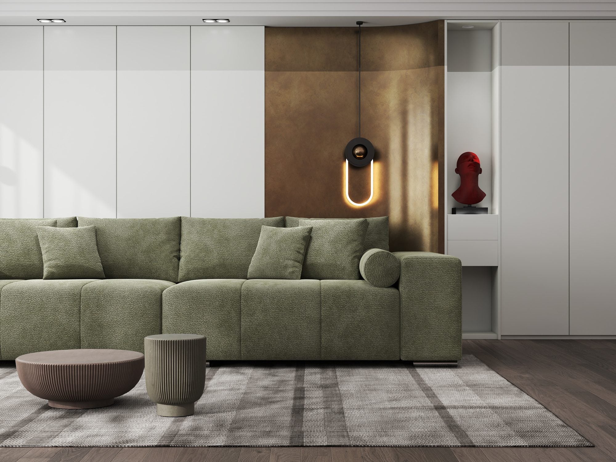 Canapea extensibilă dumonde cu ladă de depozitare si sezut confortabil din spuma high-density, Marbela XXL Vibe Olive 38 290x100 cm