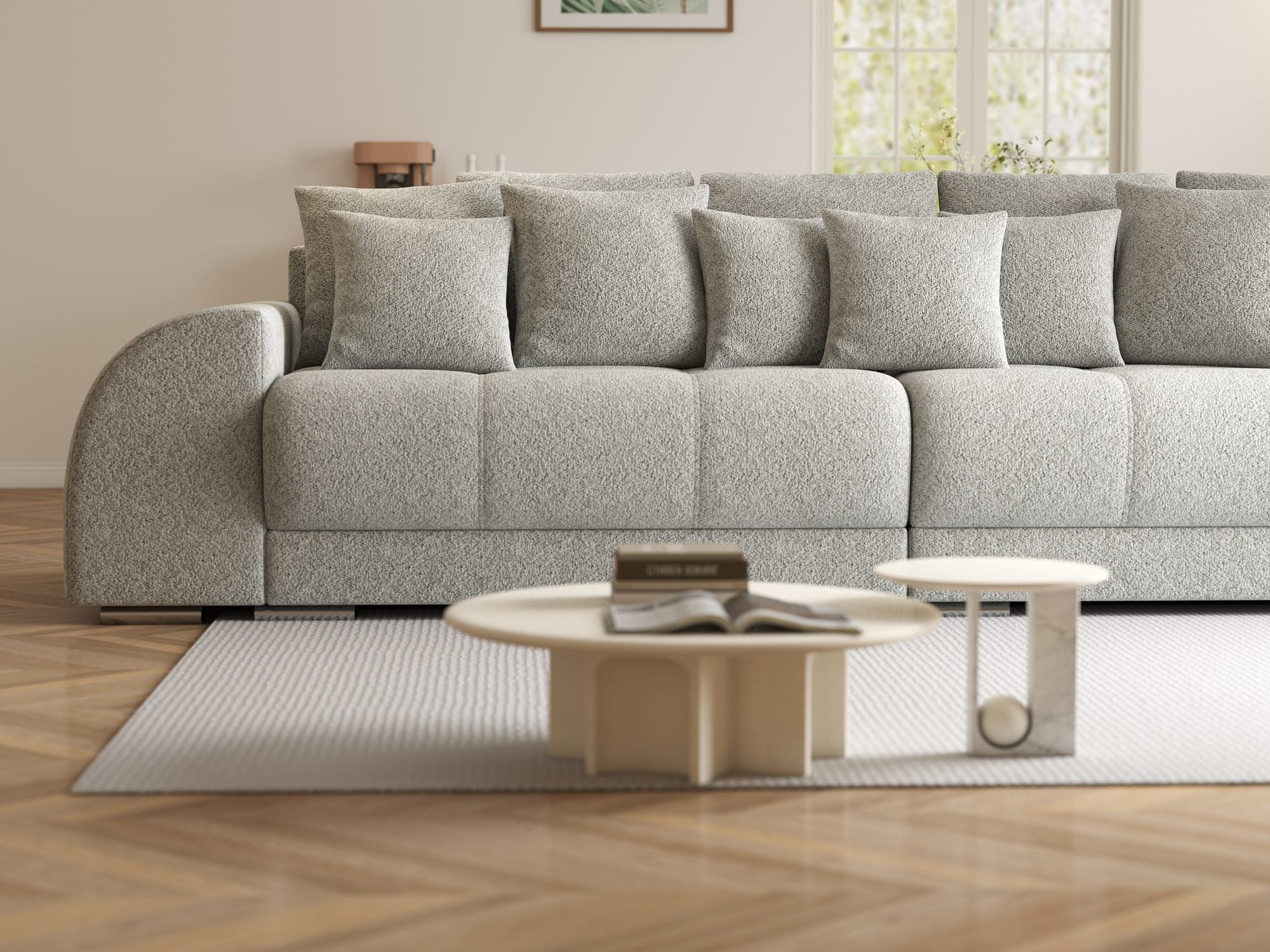 Canapea extensibilă dumonde cu 2 lăzi de depozitare si sezut confortabil din spuma high-density, Verona Arena Gri 15 310x100 cm