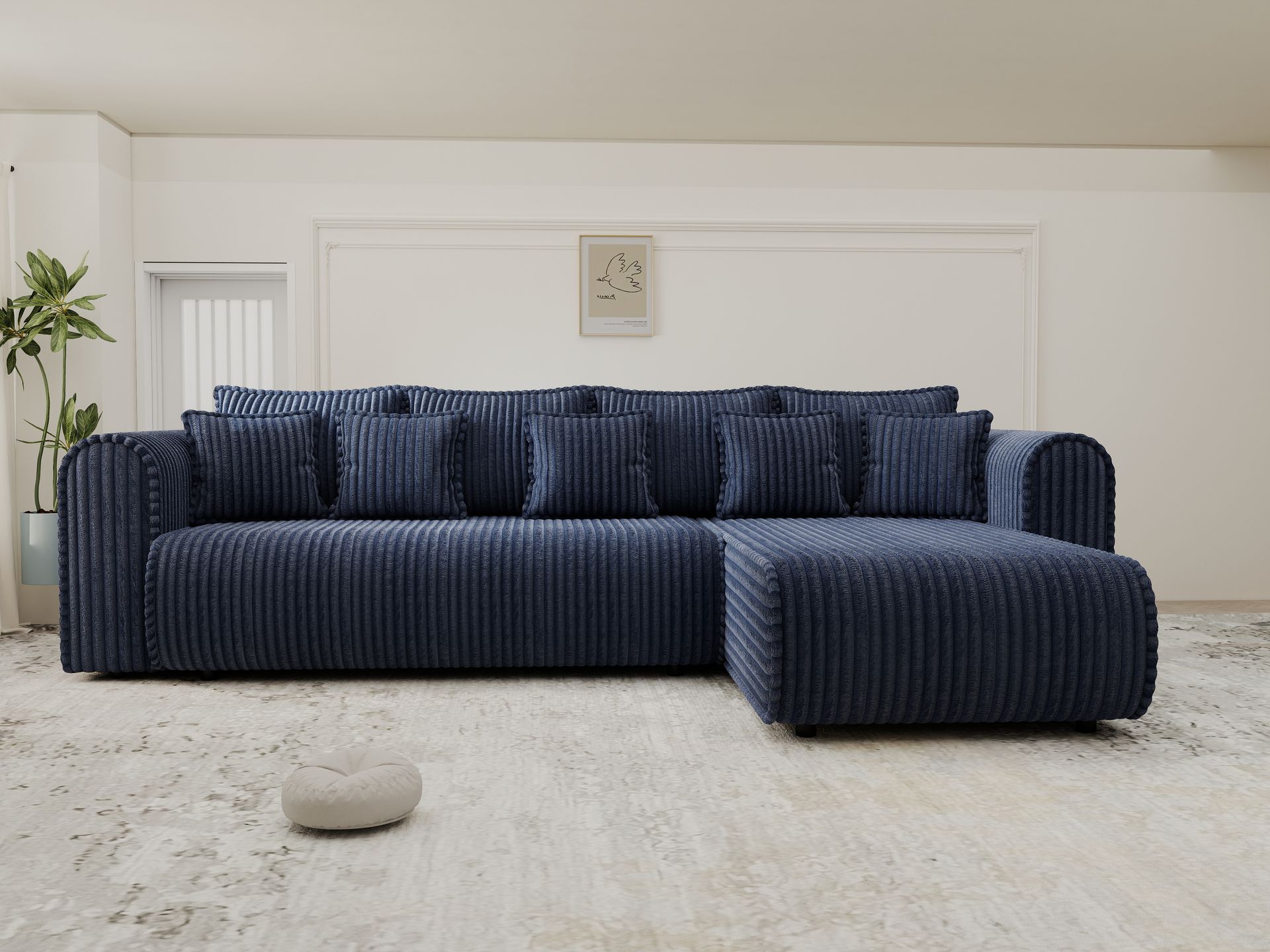 Colțar extensibil dumonde cu ladă de depozitare si sezut confortabil din spuma high-density, Monaco XL Tilia Albastru II 340x185 cm