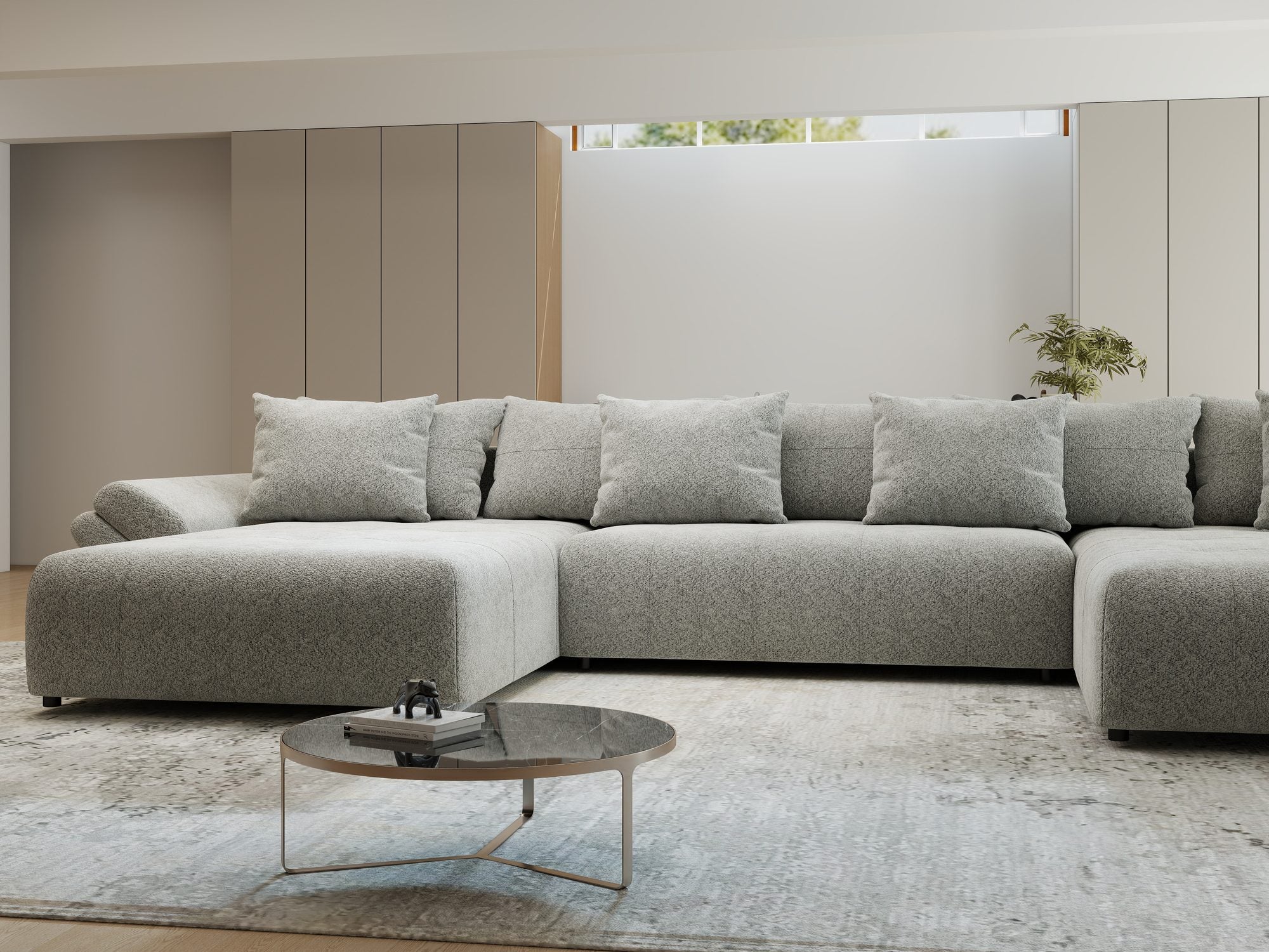 Colțar extensibil dumonde cu ladă de depozitare si sezut confortabil din spuma high-density, Berlin U Arena Gri 15 380x180 cm