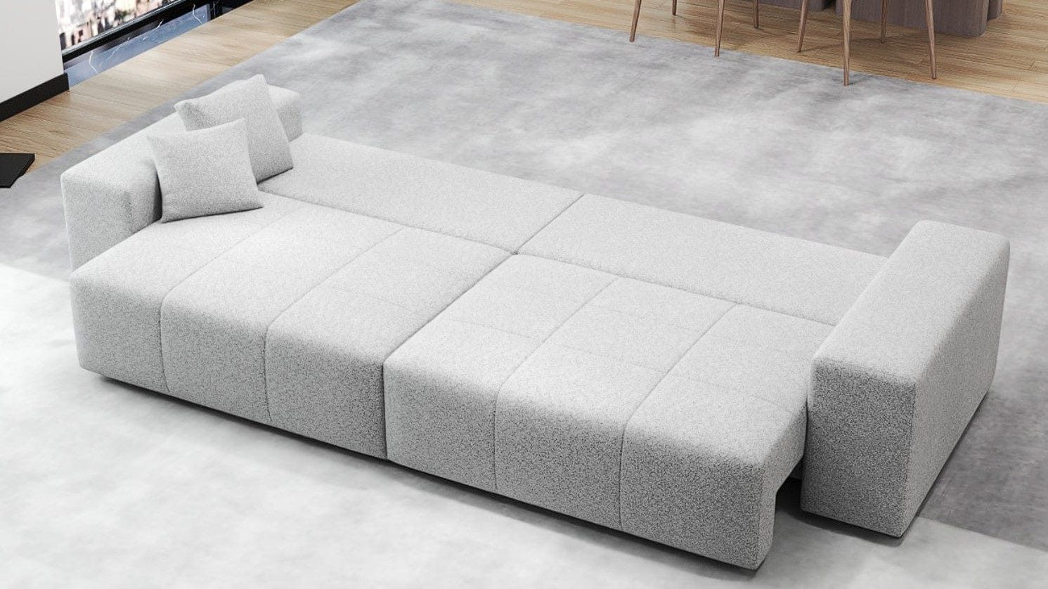 Canapea extensibilă dumonde cu ladă de depozitare si sezut confortabil din spuma high-density, Marbela XXL Quelle Gri 83 290x100 cm