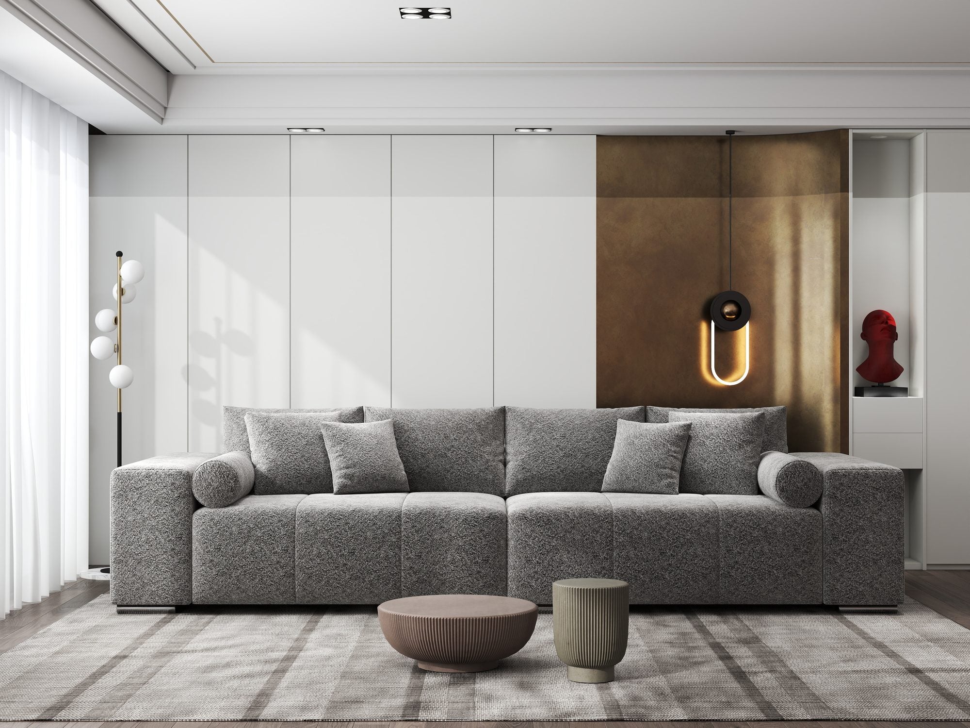 Canapea extensibilă dumonde cu ladă de depozitare si sezut confortabil din spuma high-density, Marbela XXL Arena Gri Grafit 18 290x100 cm