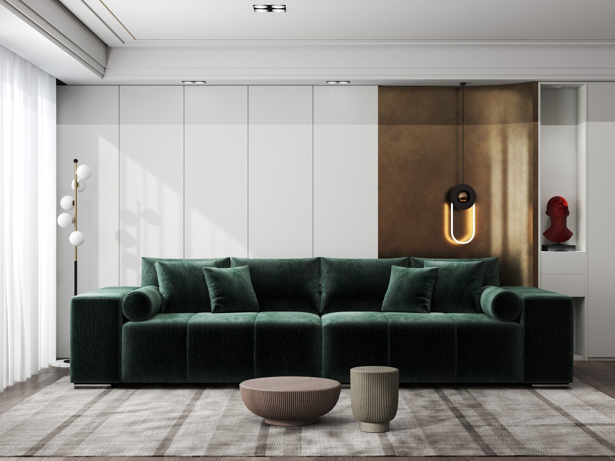 Canapea extensibilă dumonde cu ladă de depozitare si sezut confortabil din spuma high-density, Marbela XXL Monolith Verde 37 290x100 cm