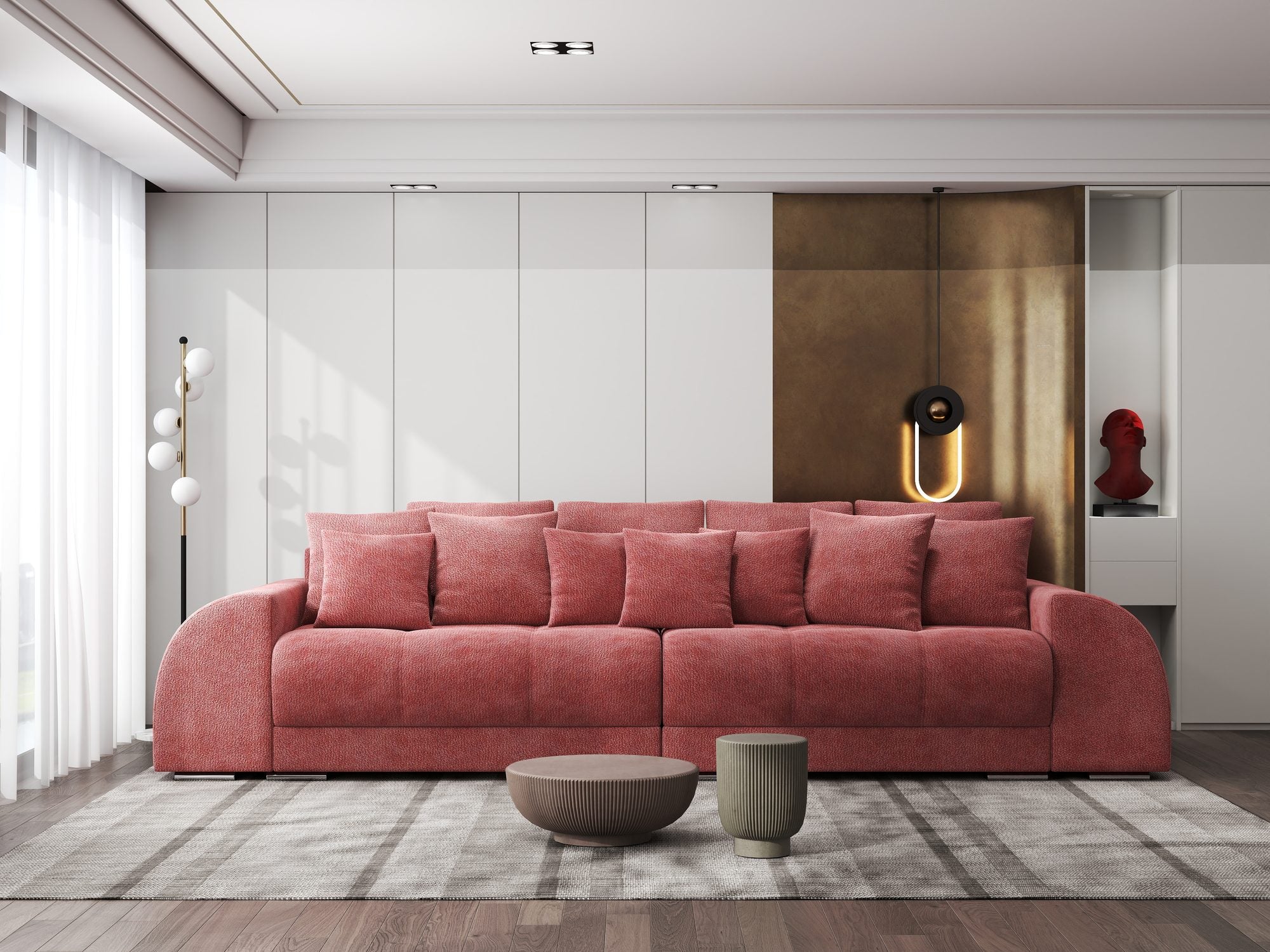 Canapea extensibilă dumonde cu 2 lăzi de depozitare si sezut confortabil din spuma high-density, Verona Vibe Rosu 58 310x100 cm