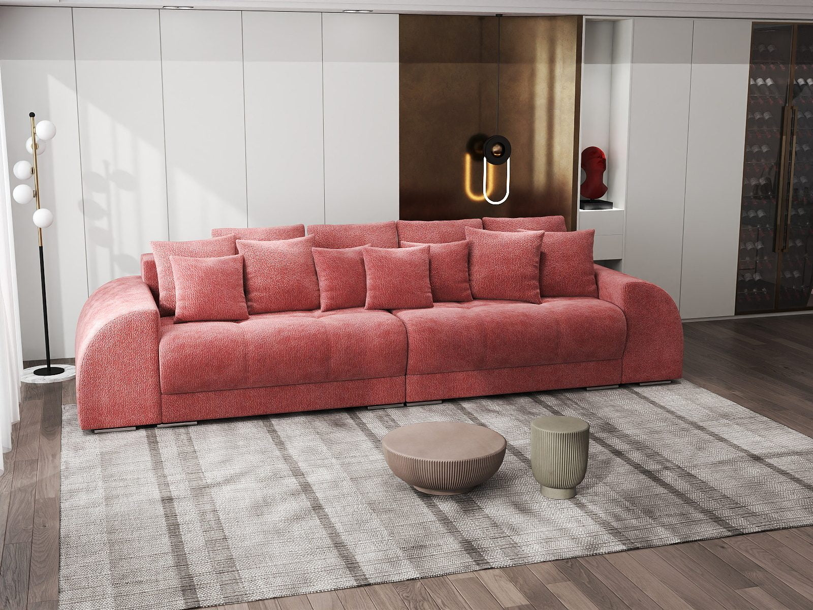 Canapea extensibilă dumonde cu 2 lăzi de depozitare si sezut confortabil din spuma high-density, Verona Vibe Rosu 58 310x100 cm