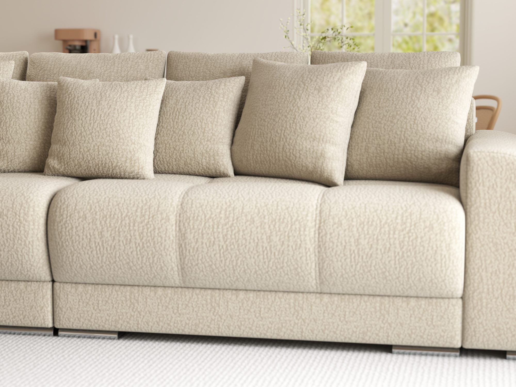 Canapea extensibilă dumonde cu 2 lăzi de depozitare si sezut confortabil din spuma high-density, Verona Jaguar Bej 4 310x100 cm