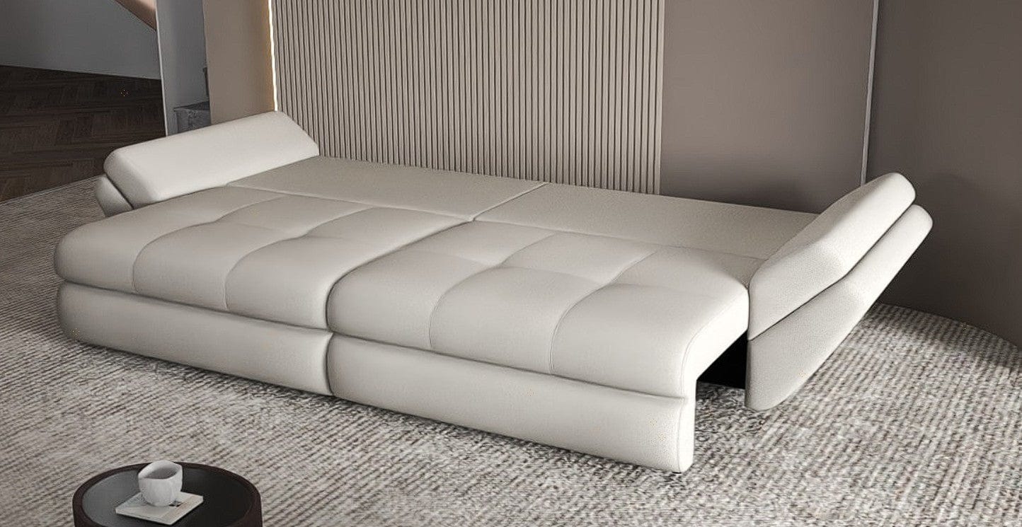 Canapea extensibilă dumonde cu ladă de depozitare si sezut confortabil din spuma HR, Loana Enjoy Bej 300x100 cm Fabrica