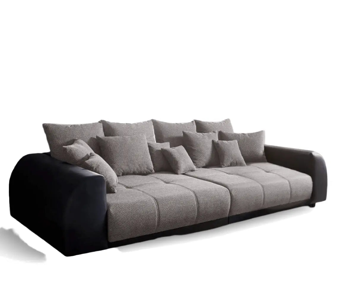 Canapea extensibilă dumonde cu 2 lăzi de depozitare si sezut confortabil din spuma high-density, Verona Magma Black 310x120 cm cu taburet inclus
