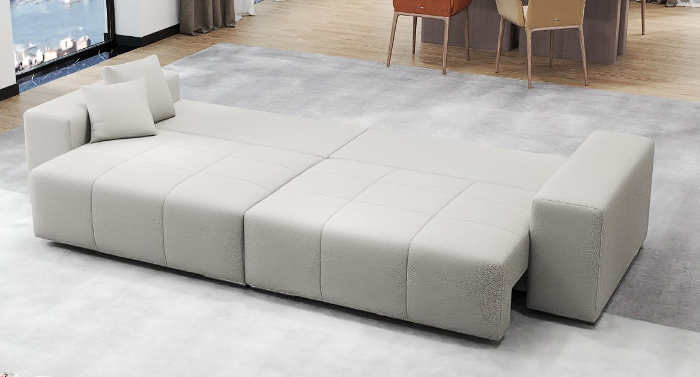Canapea extensibilă dumonde cu ladă de depozitare si sezut confortabil din spuma HR, Marbela Enjoy Beige XXL 295x100 cm fabrica