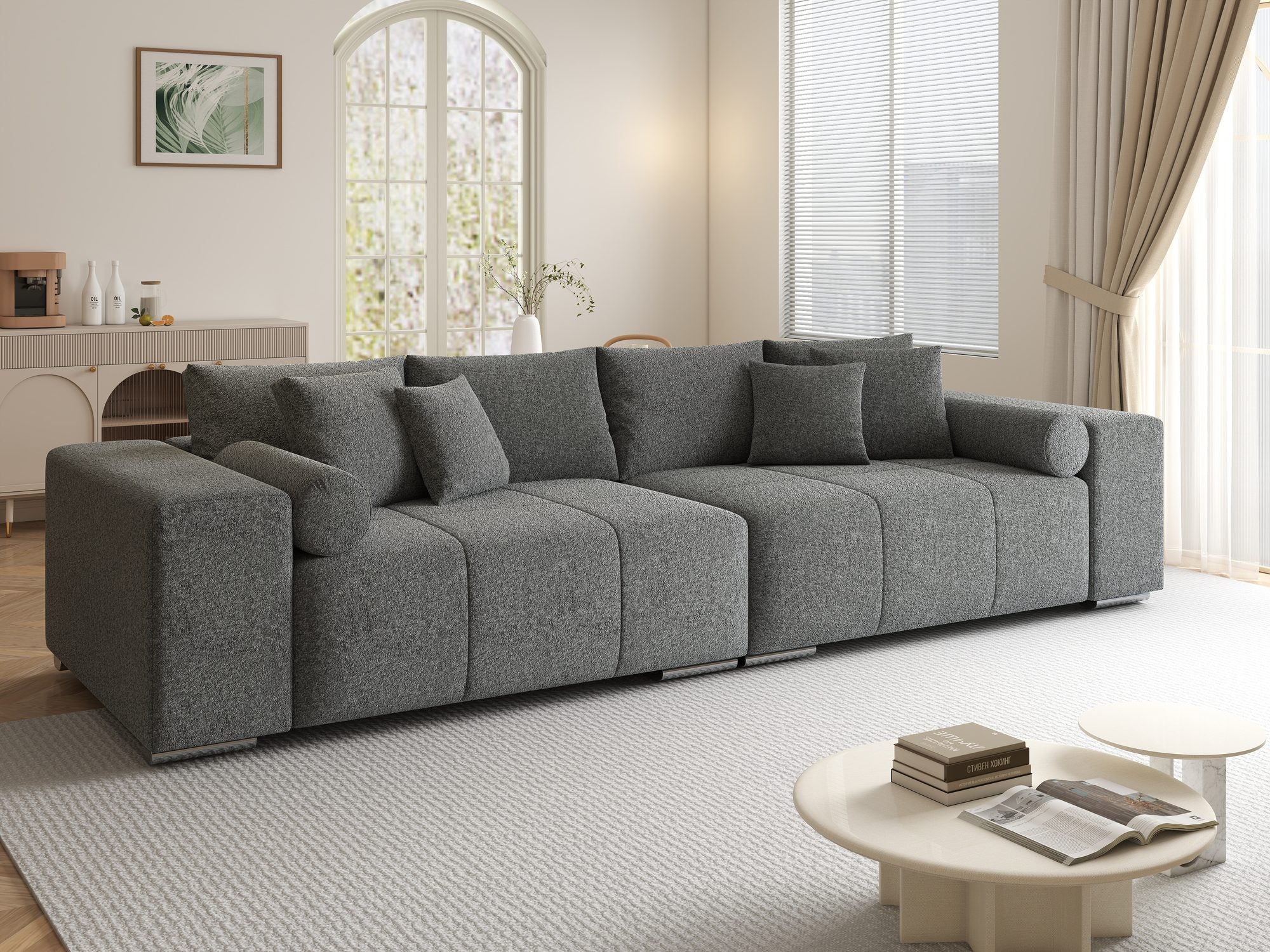 Canapea extensibilă dumonde cu ladă de depozitare si sezut confortabil din spuma high-density, Marbela XXL Monte Gri 90 290x100 cm