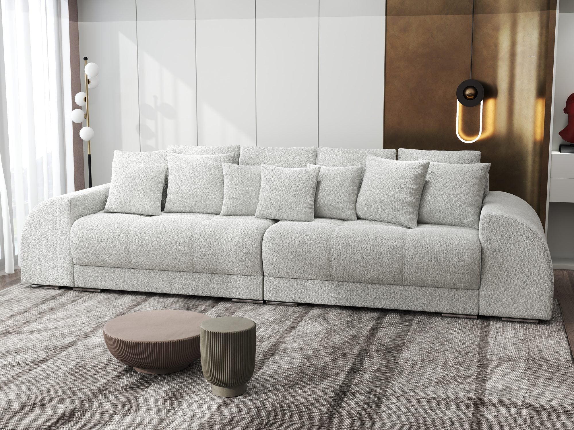 Canapea extensibilă dumonde cu 2 lăzi de depozitare si sezut confortabil din spuma high-density, Verona Vibe Bej 03 310x100 cm
