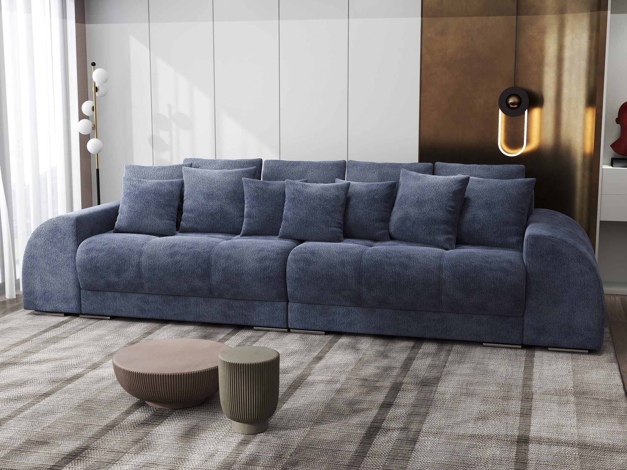 Canapea extensibilă dumonde cu 2 lăzi de depozitare si sezut confortabil din spuma high-density, Verona Vibe Albastru 79 310x100 cm