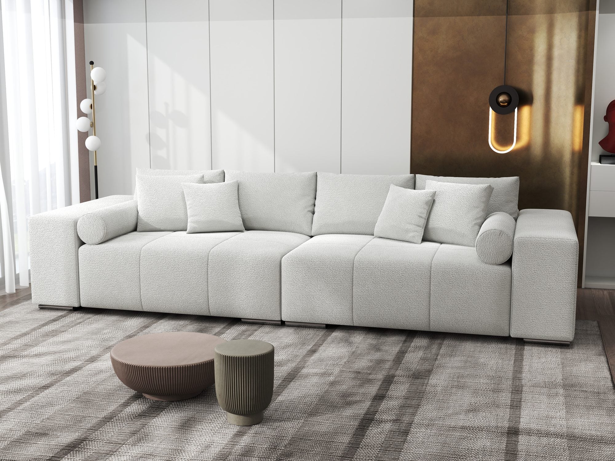 Canapea extensibilă dumonde cu ladă de depozitare si sezut confortabil din spuma high-density, Marbela XXL Vibe Bej 03 290x100 cm