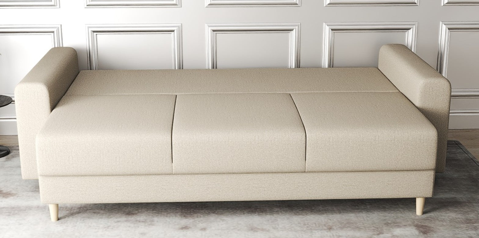 Canapea extensibilă dumonde cu ladă de depozitare si sezut confortabil din spuma HR, Kronos Enjoy Camel 210x100 cm fabrica