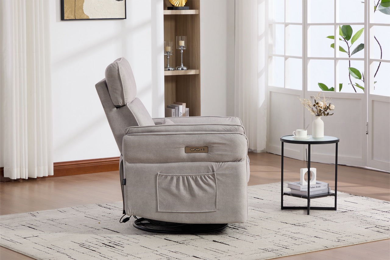 Dumonde Tavero elektromos relax fotel hintáztatással, forgatással és USB C töltéssel