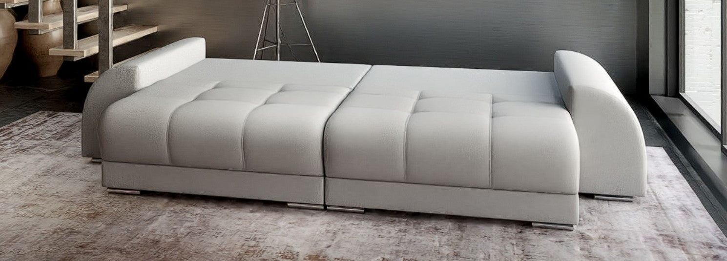 Canapea extensibilă dumonde cu 2 lăzi de depozitare si sezut confortabil din spuma HR, Verona Enjoy Silver 310x100 cm Fabrica