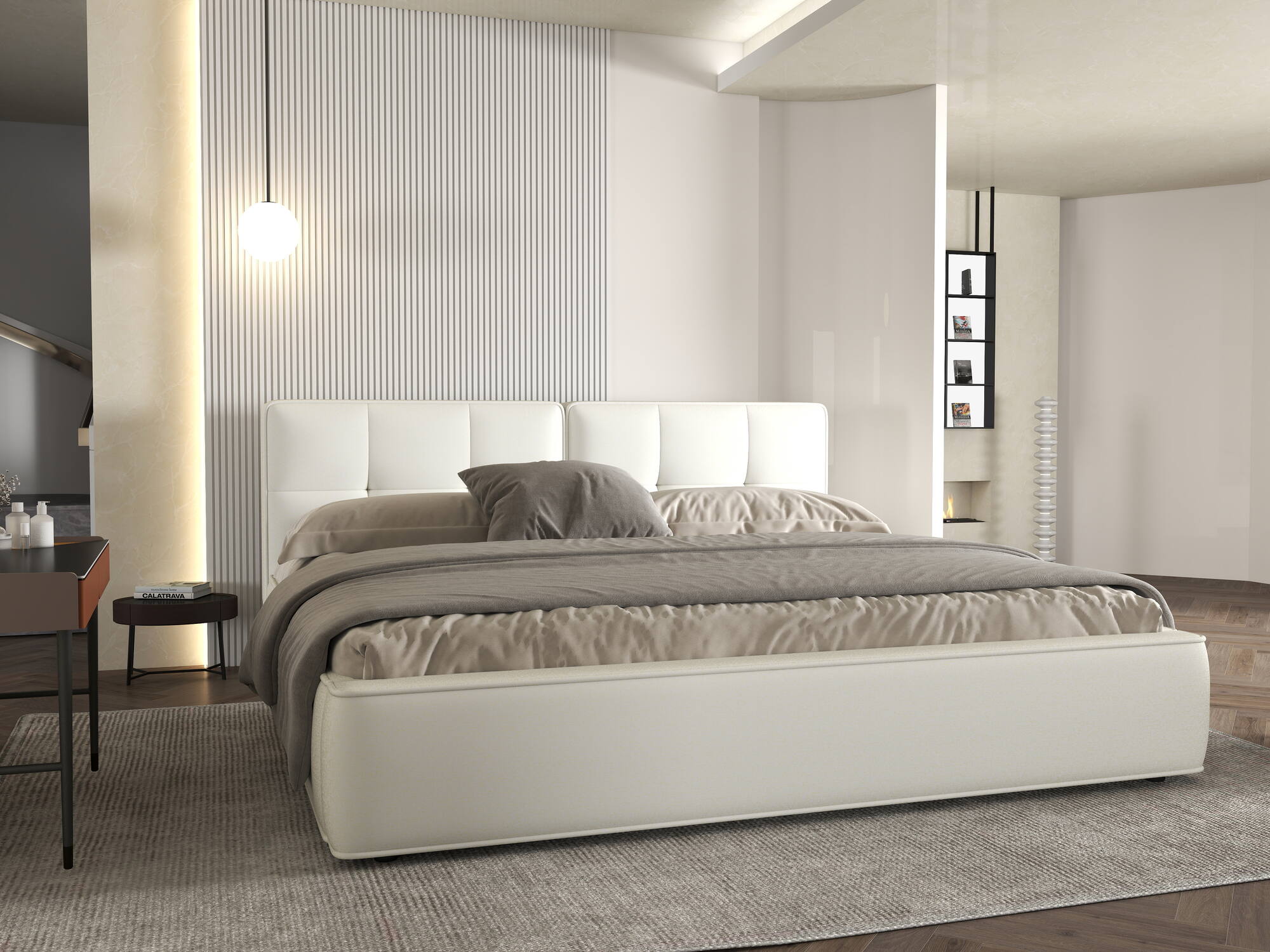 Dumonde kárpitozott ágy, bézs, Madrid 160x200 cm, felnyitható ágyráccsal, tárolóhellyel