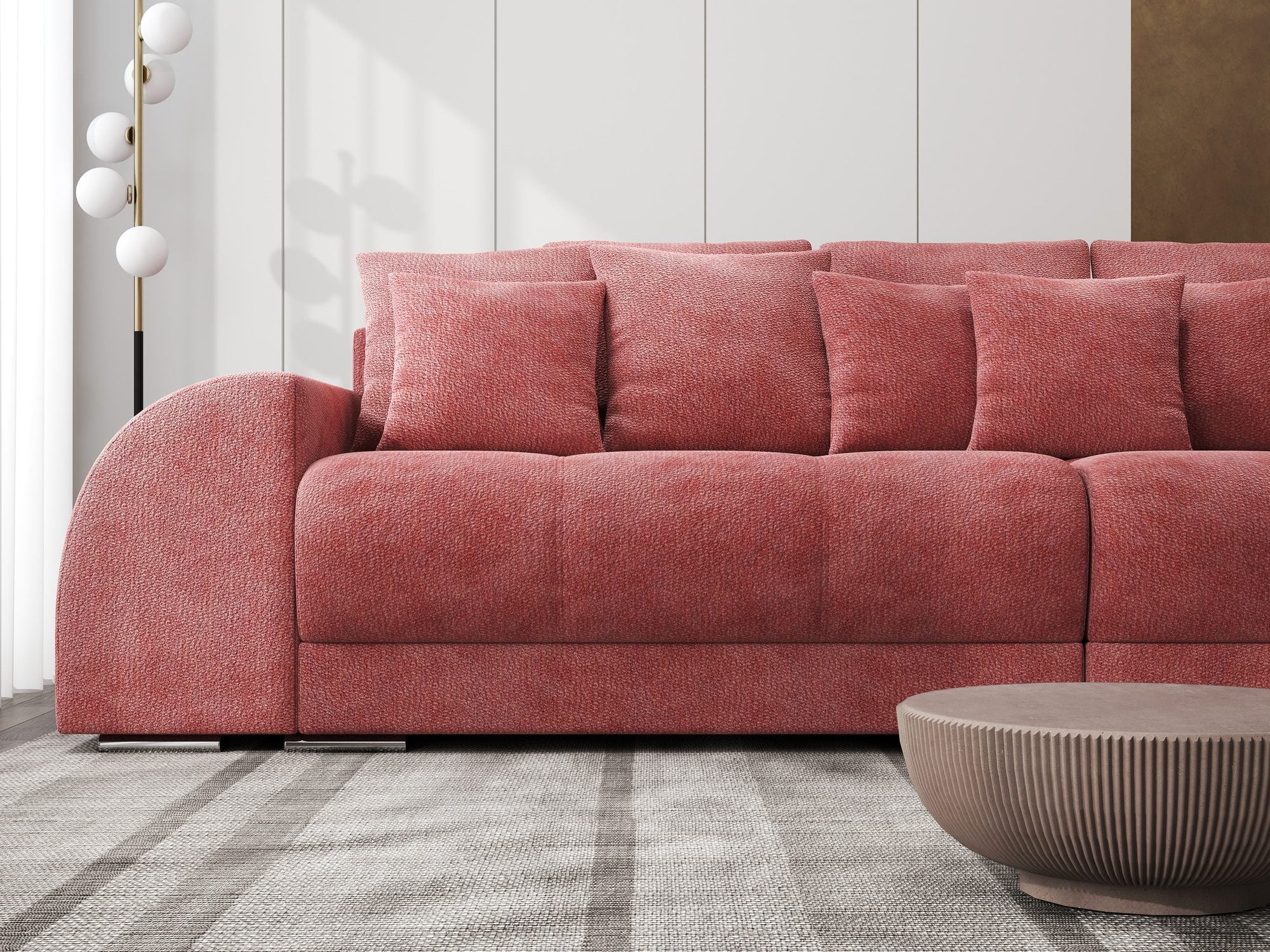 Canapea extensibilă dumonde cu 2 lăzi de depozitare si sezut confortabil din spuma high-density, Verona Vibe Rosu 58 310x100 cm