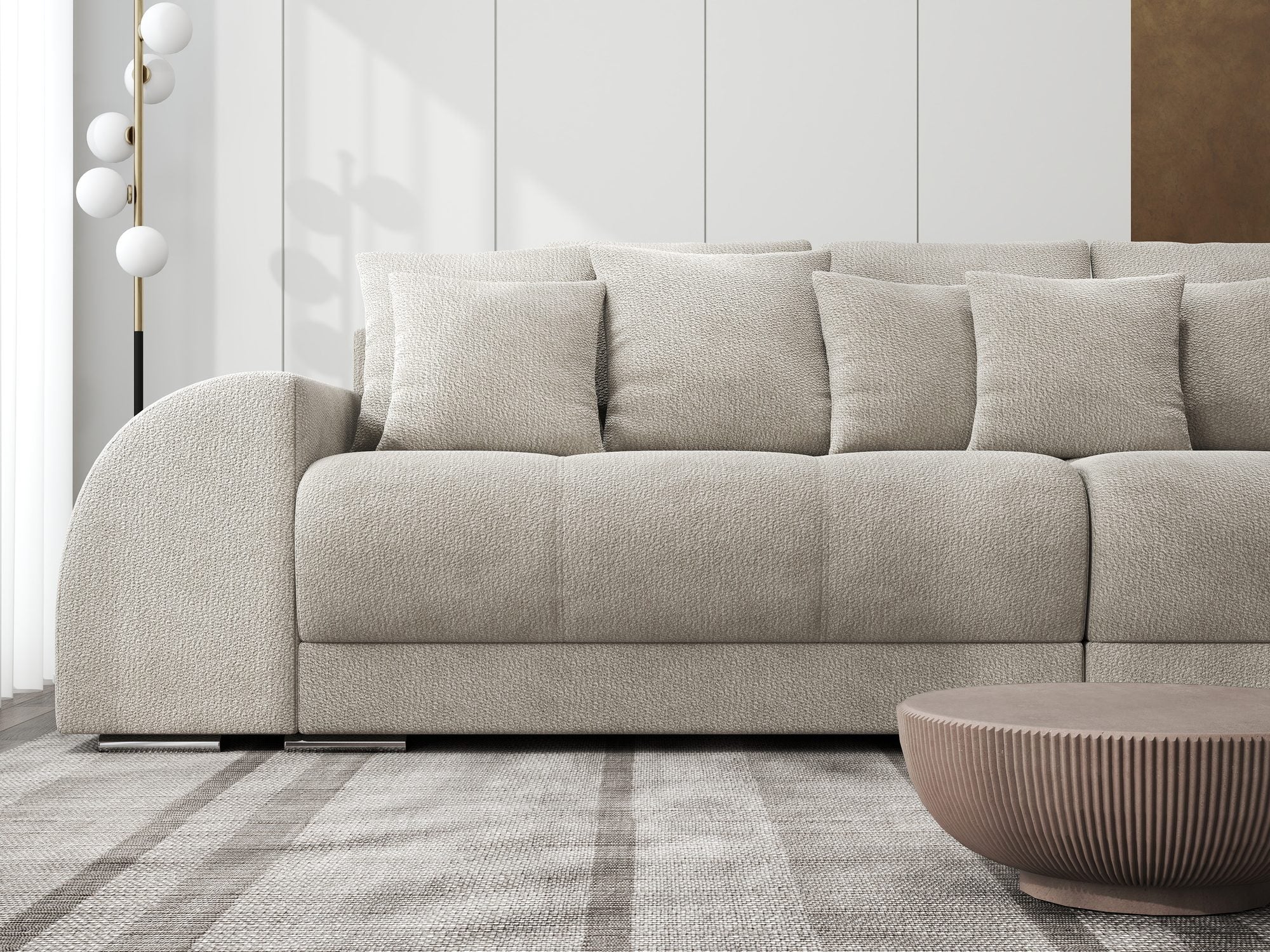 Canapea extensibilă dumonde cu 2 lăzi de depozitare si sezut confortabil din spuma high-density, Verona Vibe Bej 06 310x100 cm