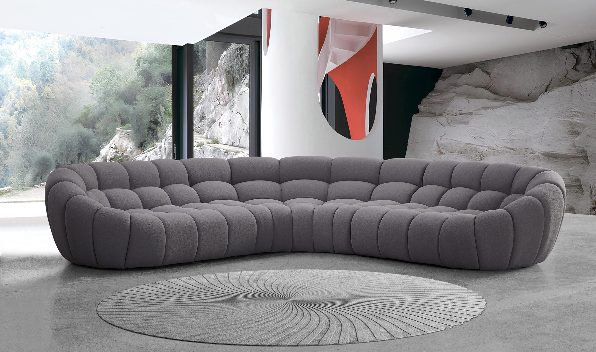 Dumonde félkör alakú kanapé kényelmes HR Bubble hab ülőrésszel 375x120 cm