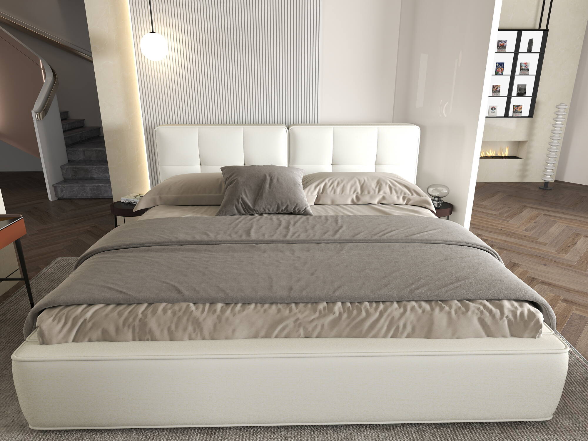 Dumonde kárpitozott ágy, bézs, Madrid 160x200 cm, felnyitható ágyráccsal, tárolóhellyel