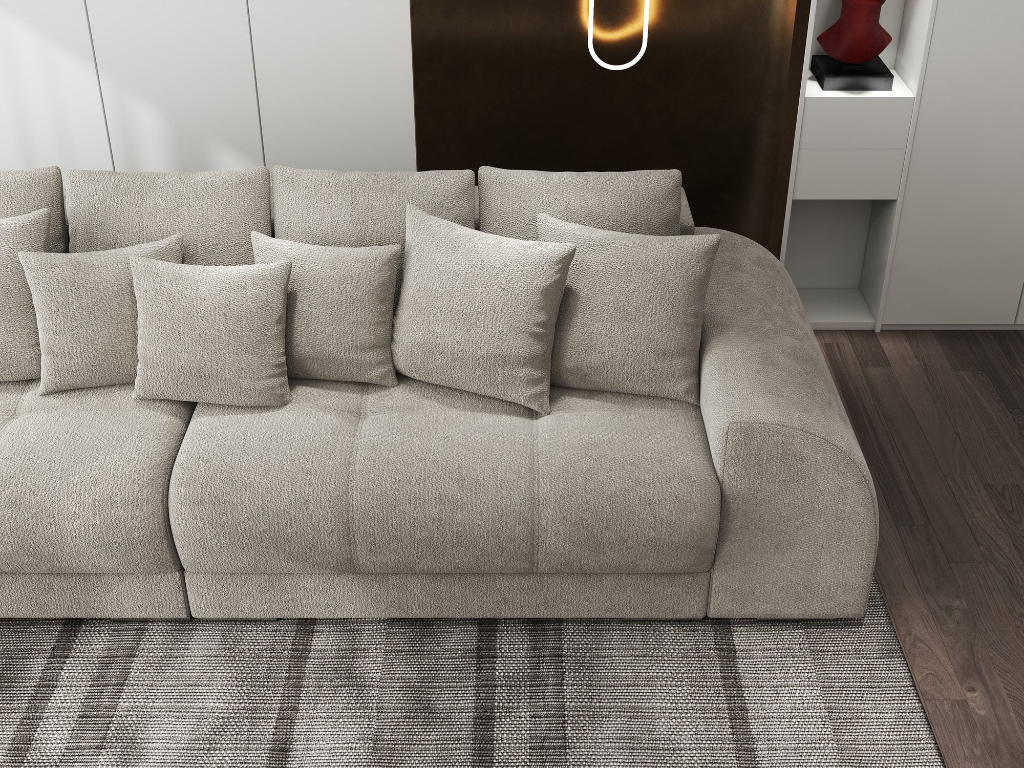 Canapea extensibilă dumonde cu 2 lăzi de depozitare si sezut confortabil din spuma high-density, Verona Vibe Bej 06 310x100 cm