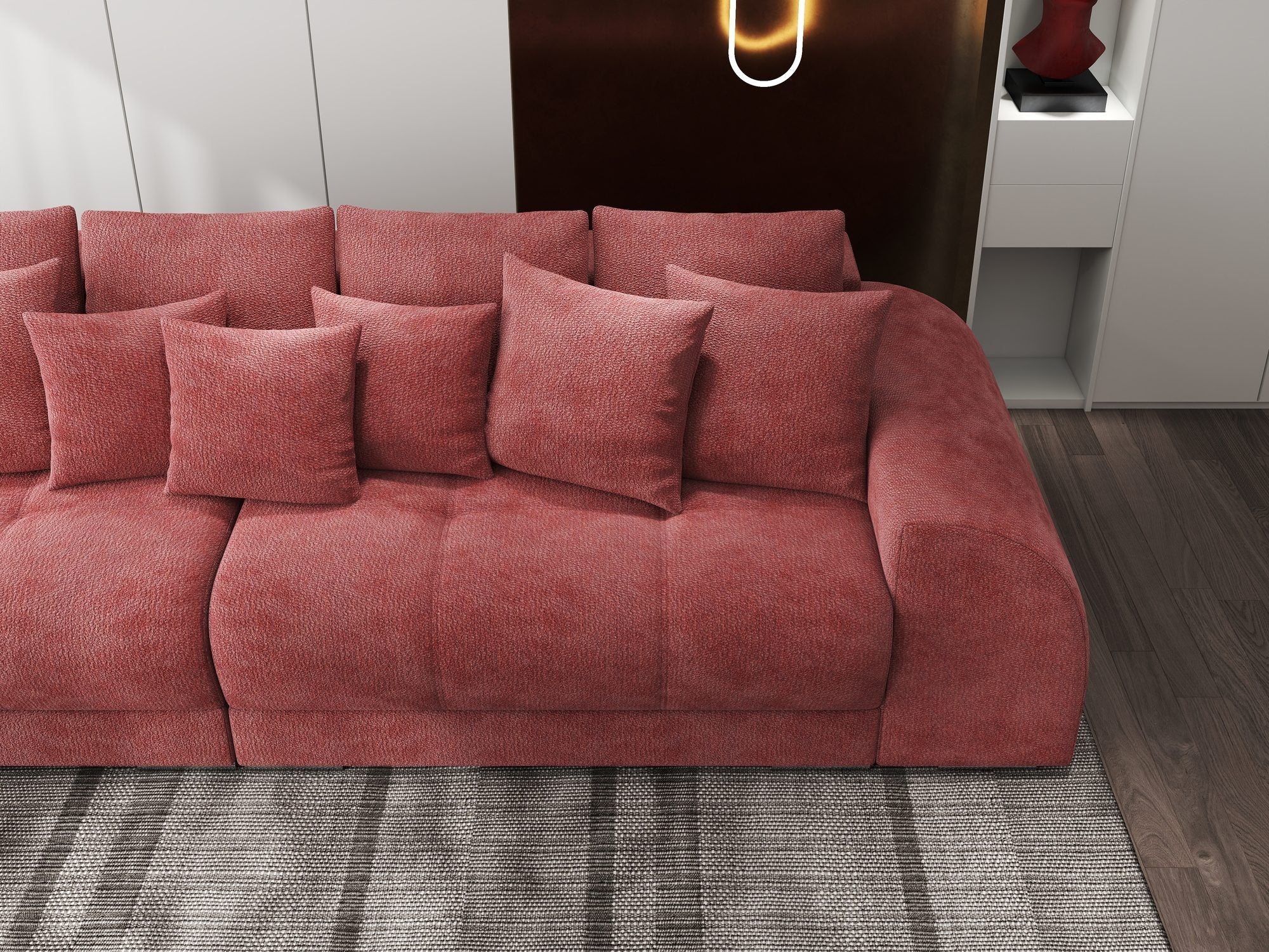 Canapea extensibilă dumonde cu 2 lăzi de depozitare si sezut confortabil din spuma high-density, Verona Vibe Rosu 58 310x100 cm