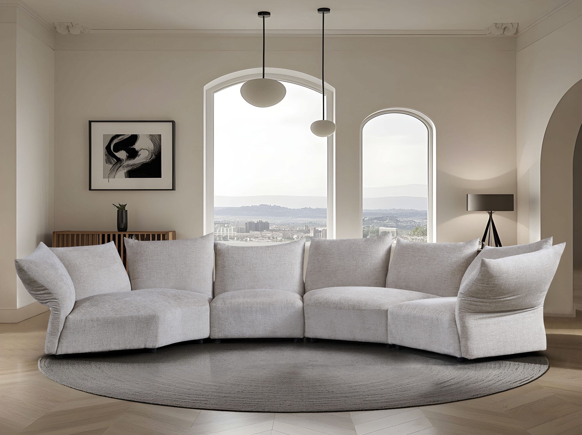 Dumonde félkör alakú kanapé kényelmes HR habszivacs ülőrésszel Vogue 460x131 cm