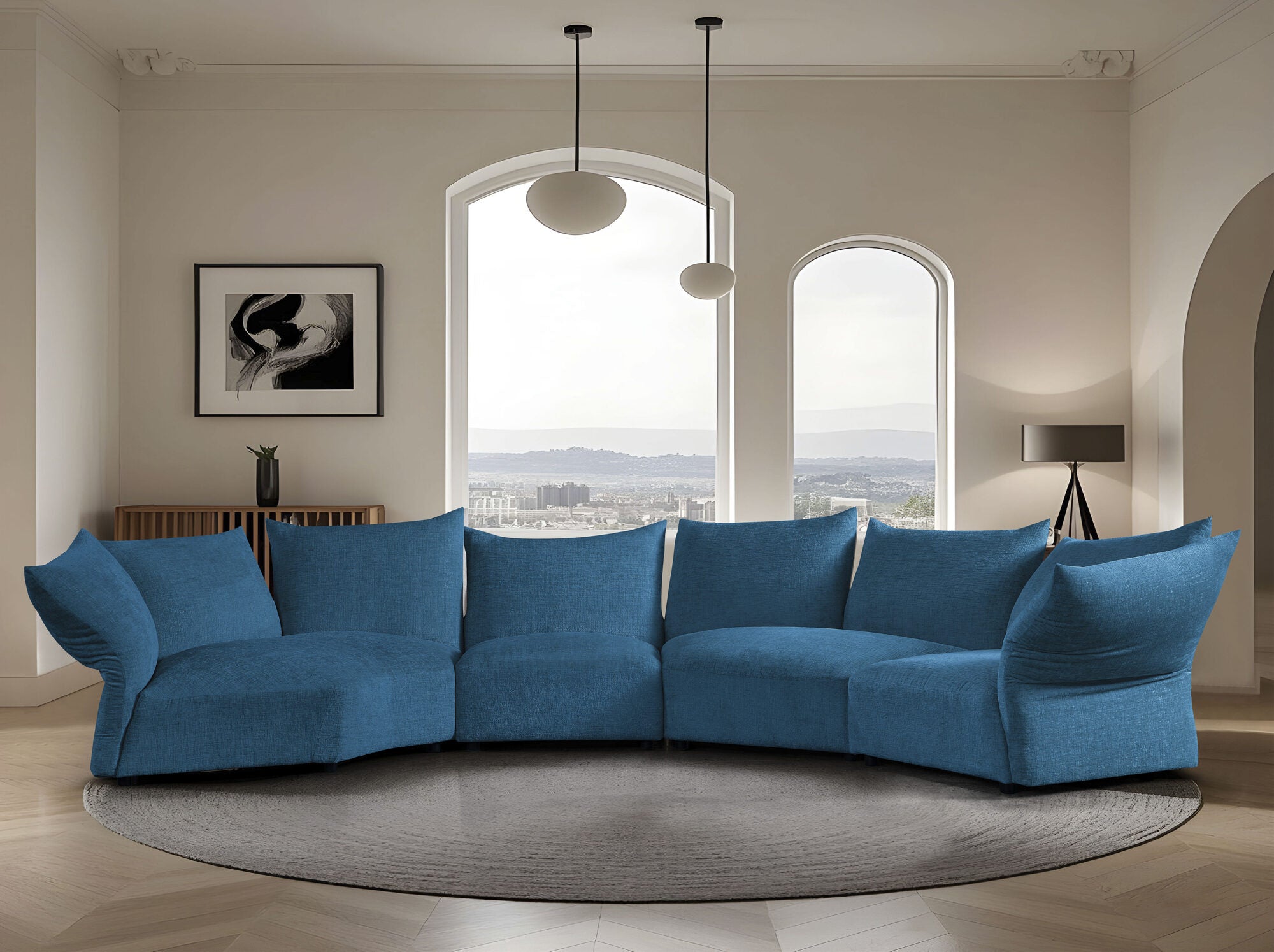 Dumonde félkör alakú kanapé kényelmes HR habszivacs ülőrésszel, Vogue 460x131 cm