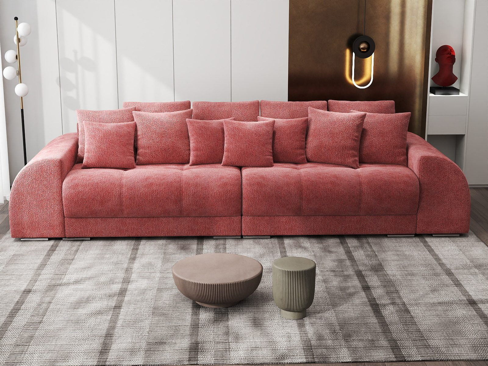 Canapea extensibilă dumonde cu 2 lăzi de depozitare si sezut confortabil din spuma high-density, Verona Vibe Rosu 58 310x100 cm