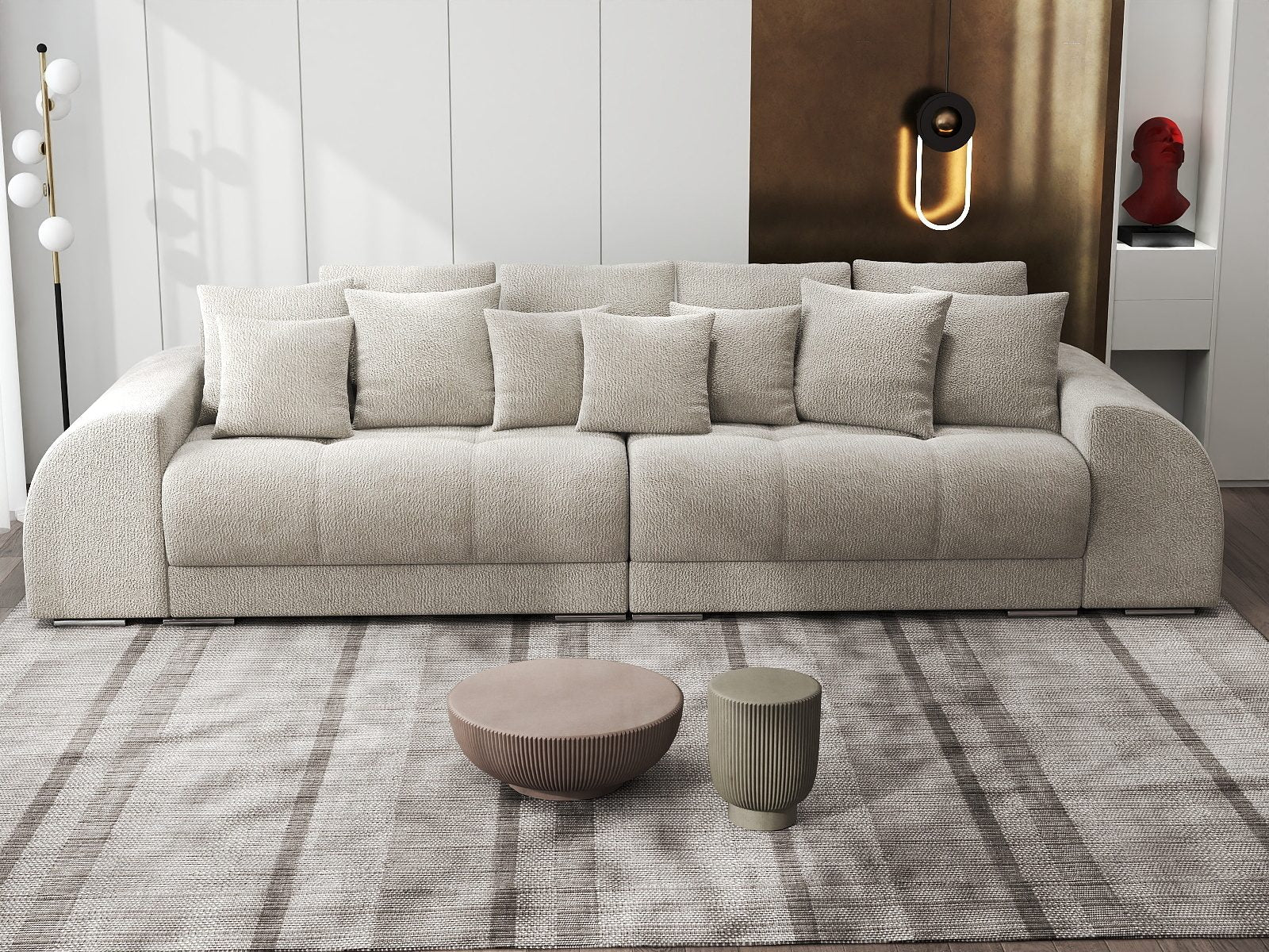 Canapea extensibilă dumonde cu 2 lăzi de depozitare si sezut confortabil din spuma high-density, Verona Vibe Bej 06 310x100 cm